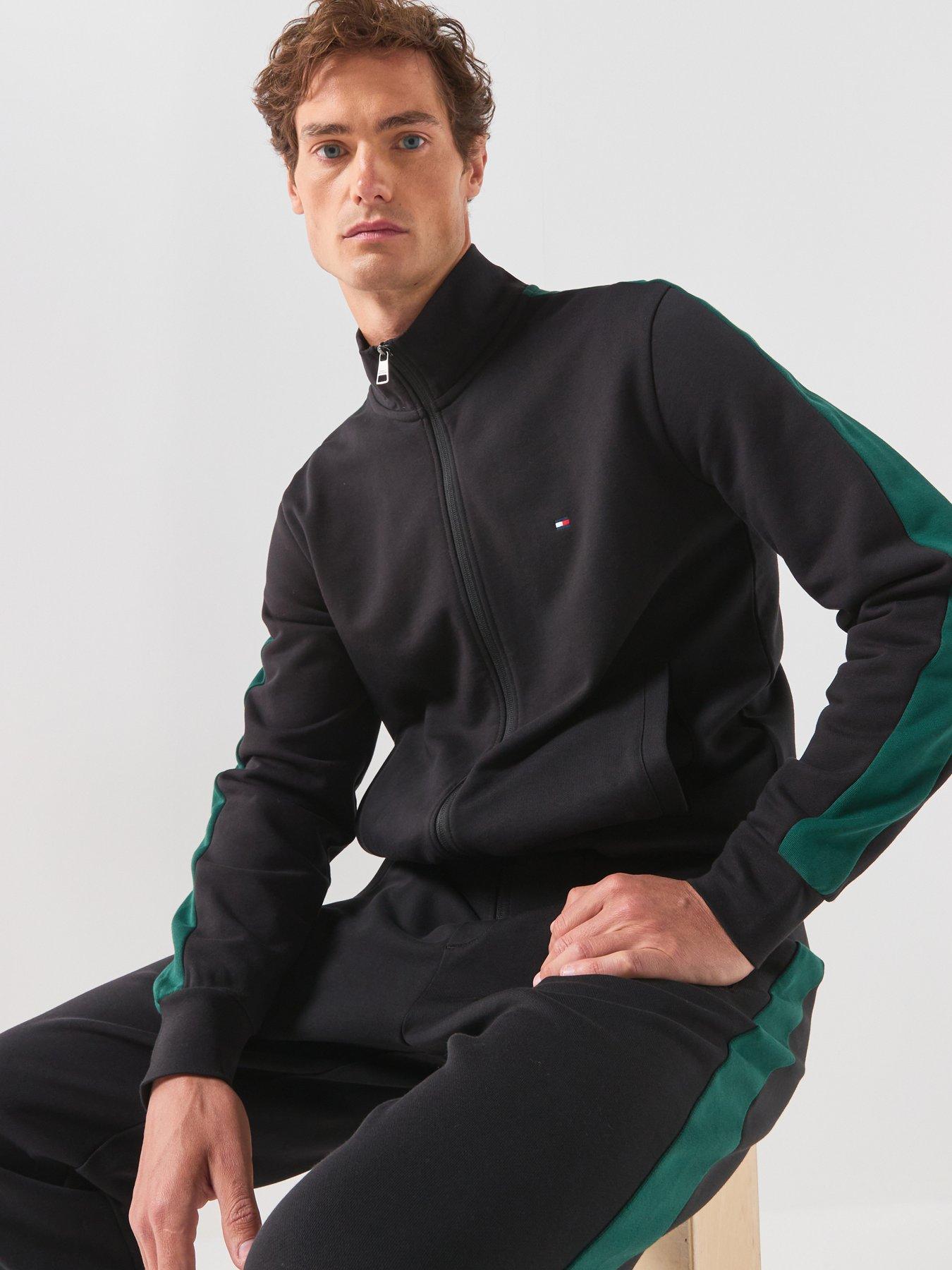 Image 4 of 6 of Tommy Hilfiger Men's Colourblock Tracksuit with Funnel Neck Zip Top - Black/Green