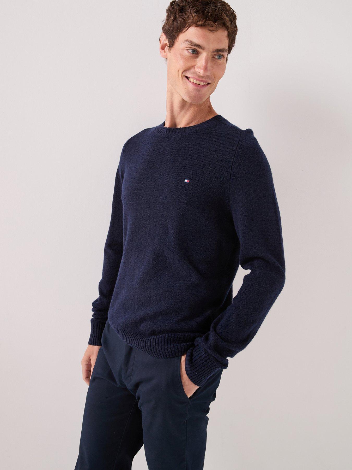Image 1 of 6 of Tommy Hilfiger Lambswool Crew Neck Knitted Jumper - Blue