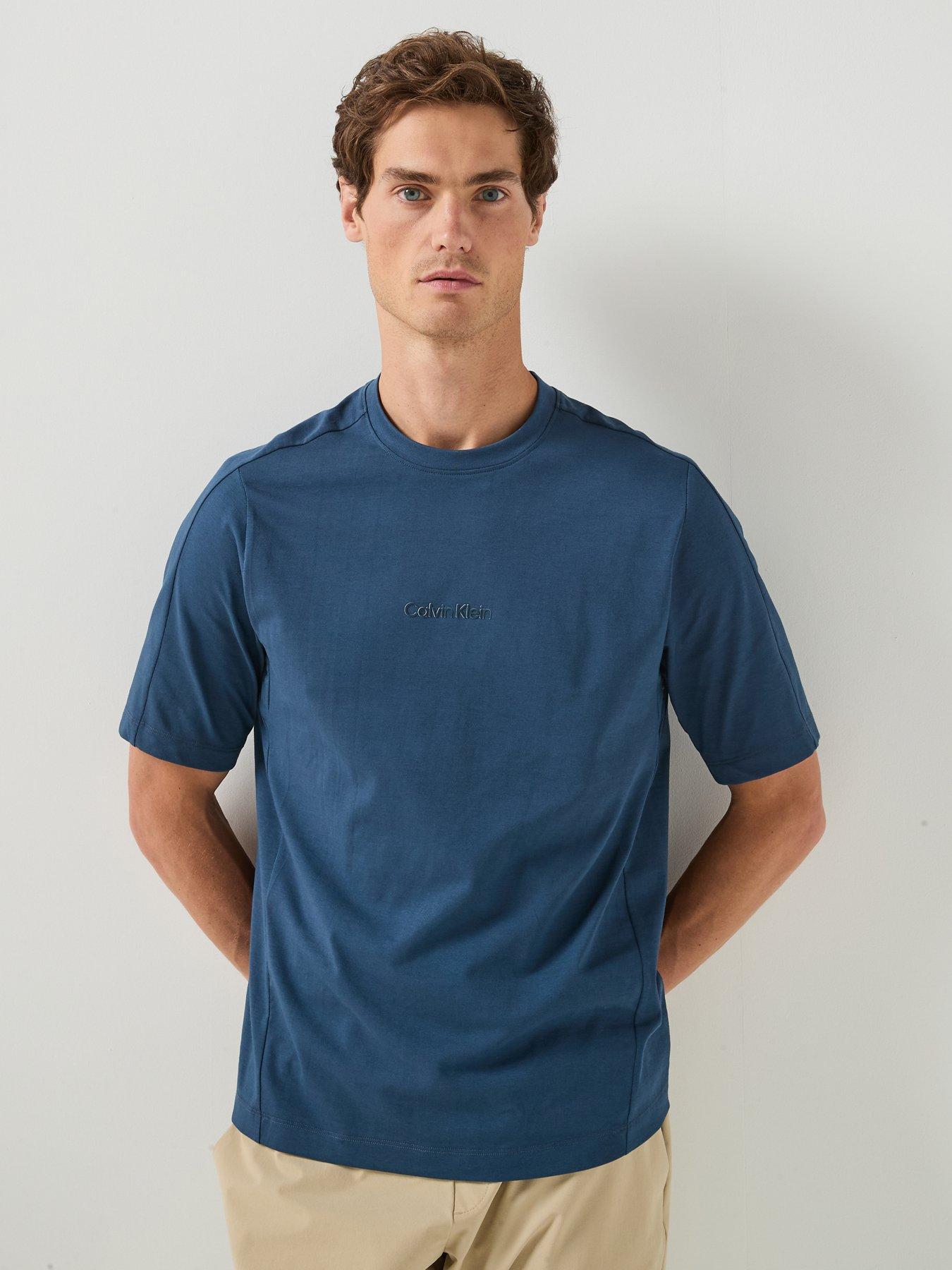 Calvin Klein Sport Active Icon Central Logo French Terry T-Shirt - Blue