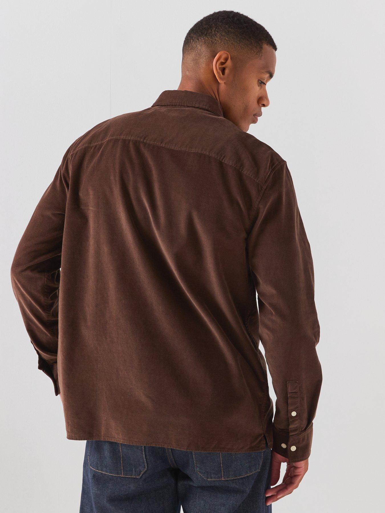 Image 2 of 6 of Calvin Klein Jeans Mens Regular Fit Corduroy Long Sleeve Shirt - Brown