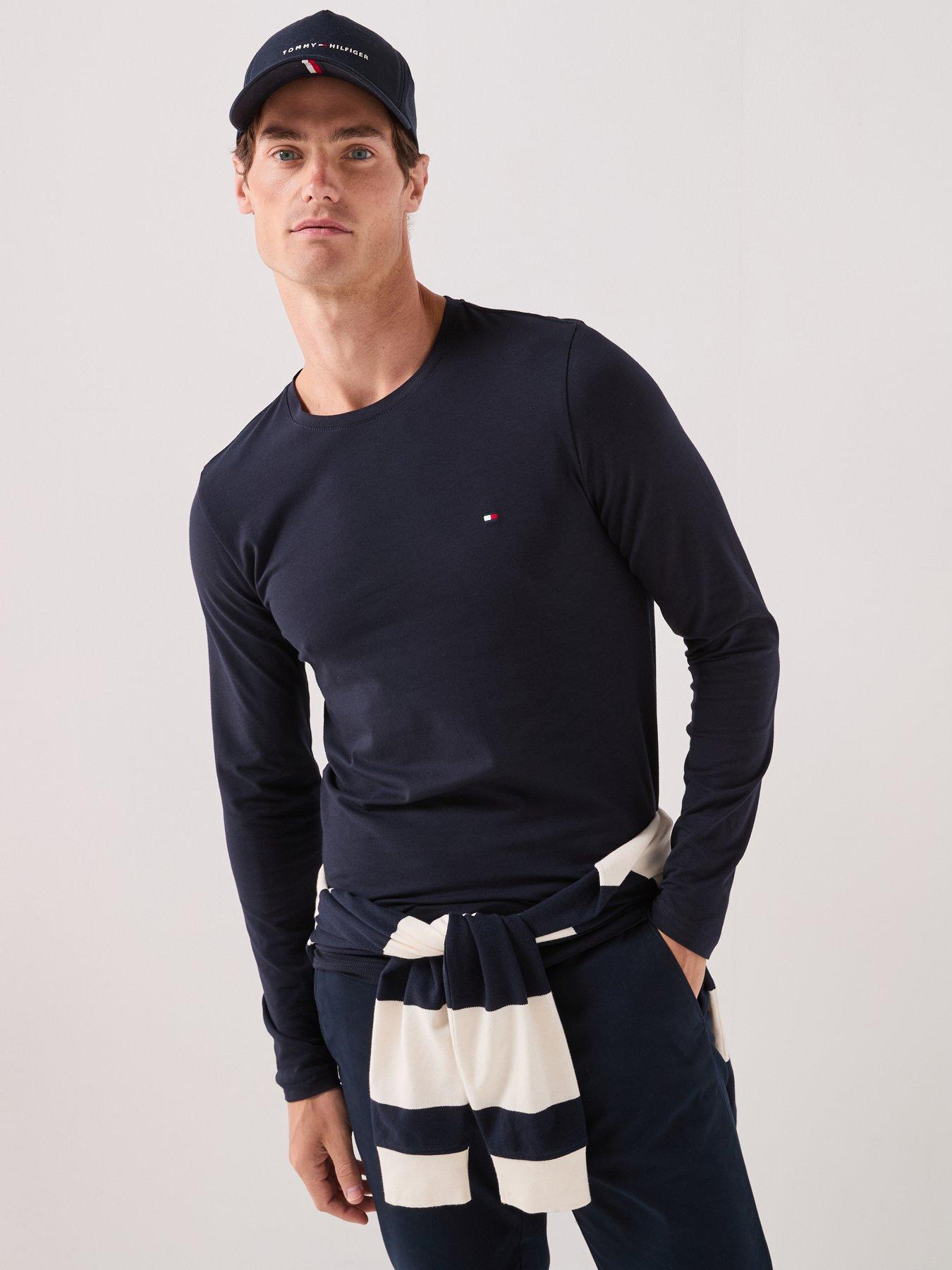 Tommy Hilfiger Men's Stretch Slim Fit Long Sleeve T-Shirt - Navy