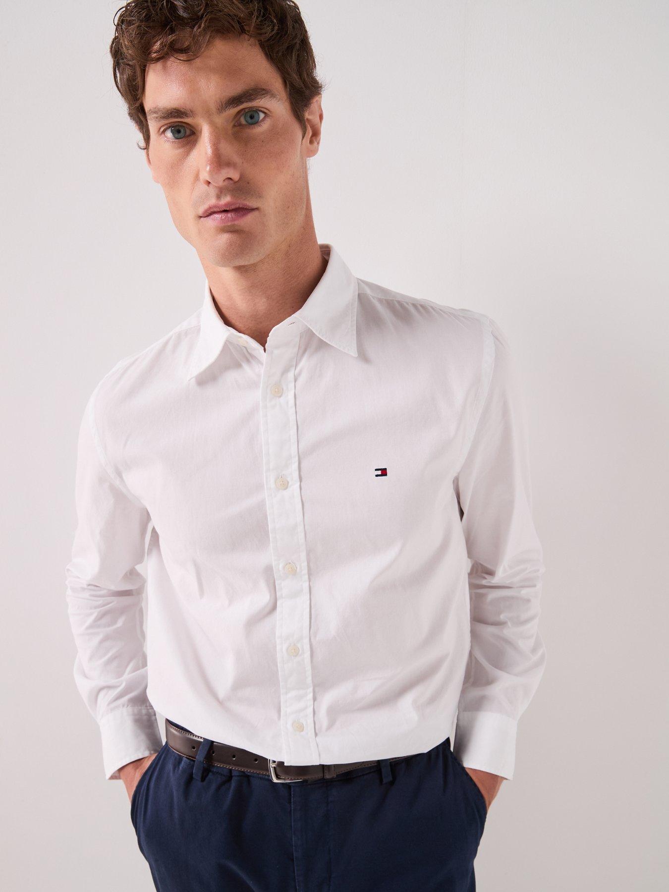 Image 4 of 6 of Tommy Hilfiger Men's Flex Poplin Kent Collar Regular Fit Shirt - White