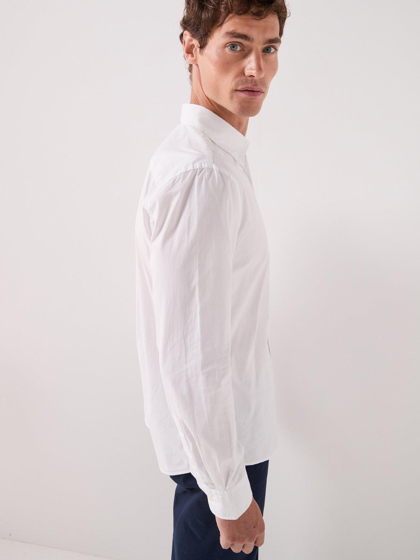 Image 6 of 6 of Tommy Hilfiger Men's Flex Poplin Kent Collar Regular Fit Shirt - White