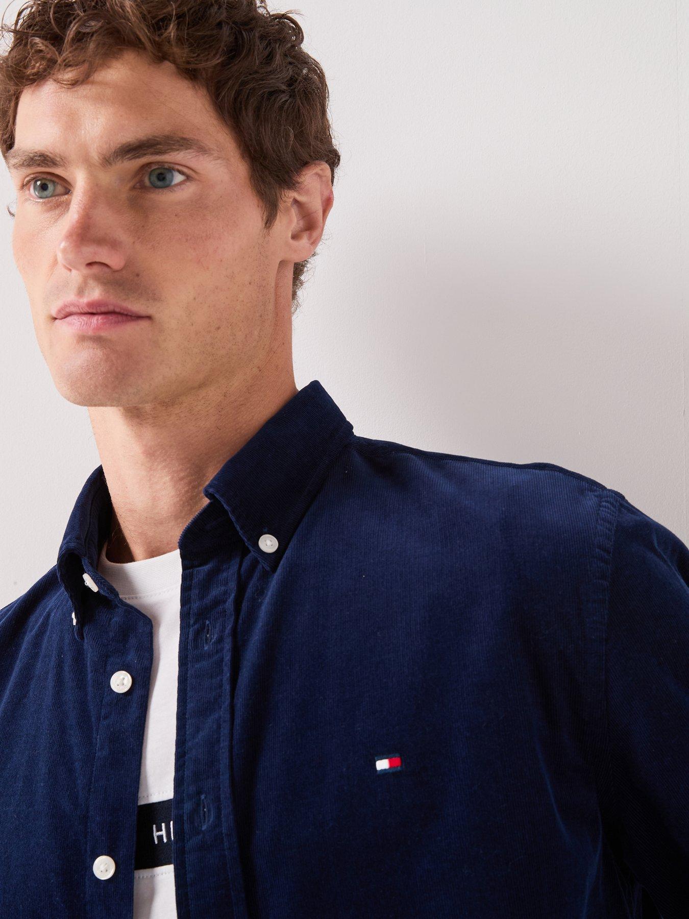 Image 4 of 6 of Tommy Hilfiger Solid Corduroy Regular Fit Shirt - Navy