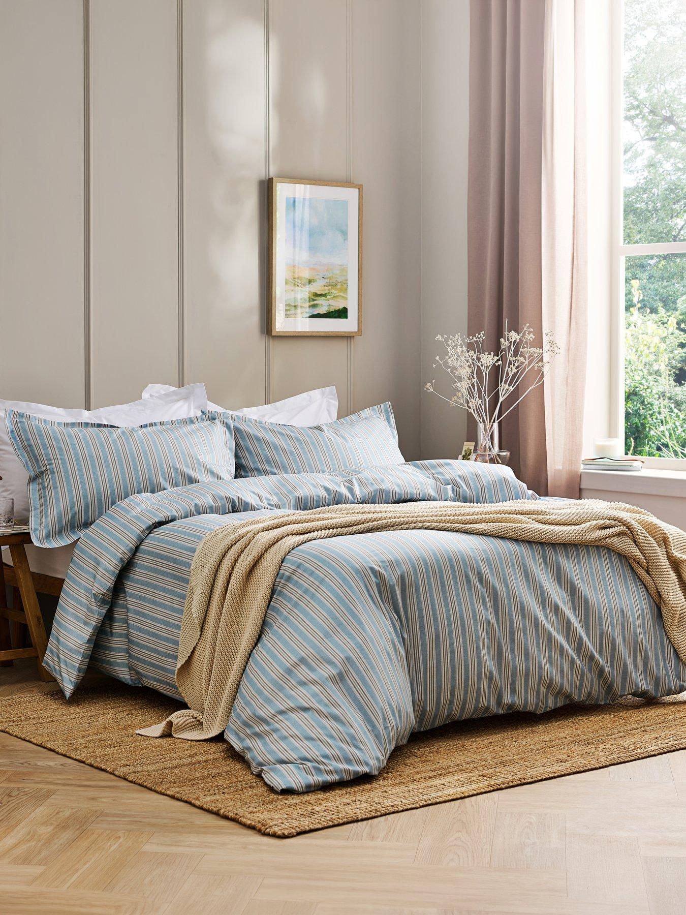 Christy Calder Stripe Heritage Inspired Cotton Percale Duvet Cover Set