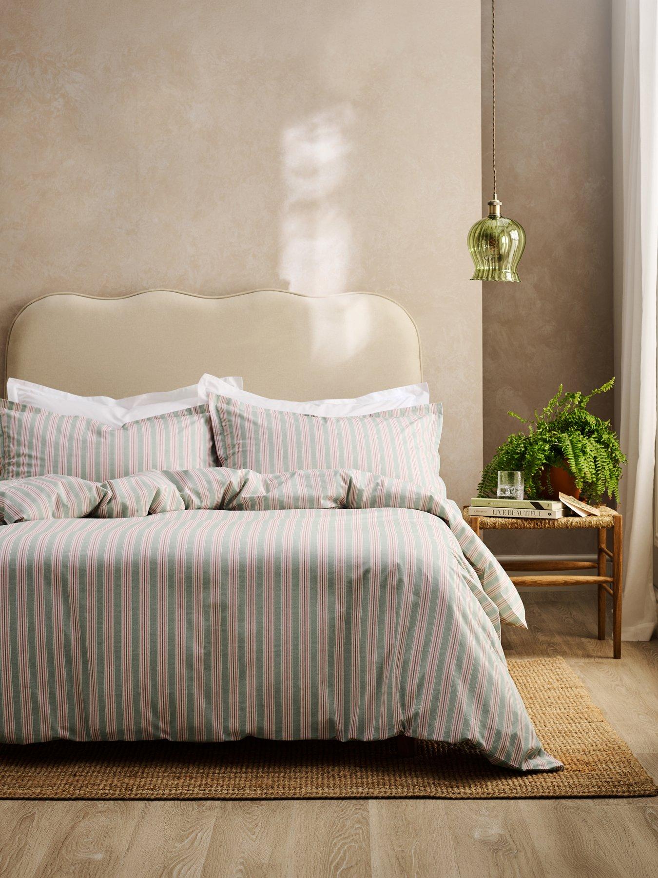 Image 4 of 4 of Christy Calder Stripe Heritage Inspired Cotton Percale Duvet Cover Set