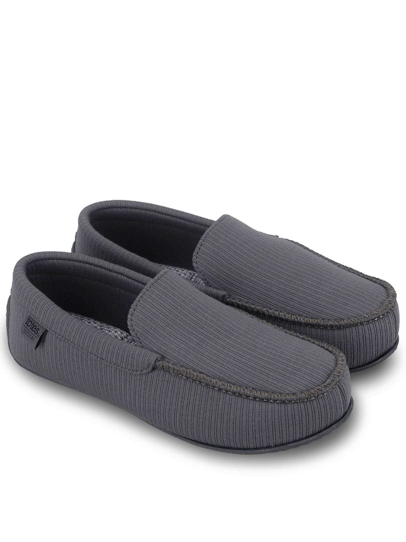 Totes Isotoner Totes Ribbed Moccasin Slipper - Grey