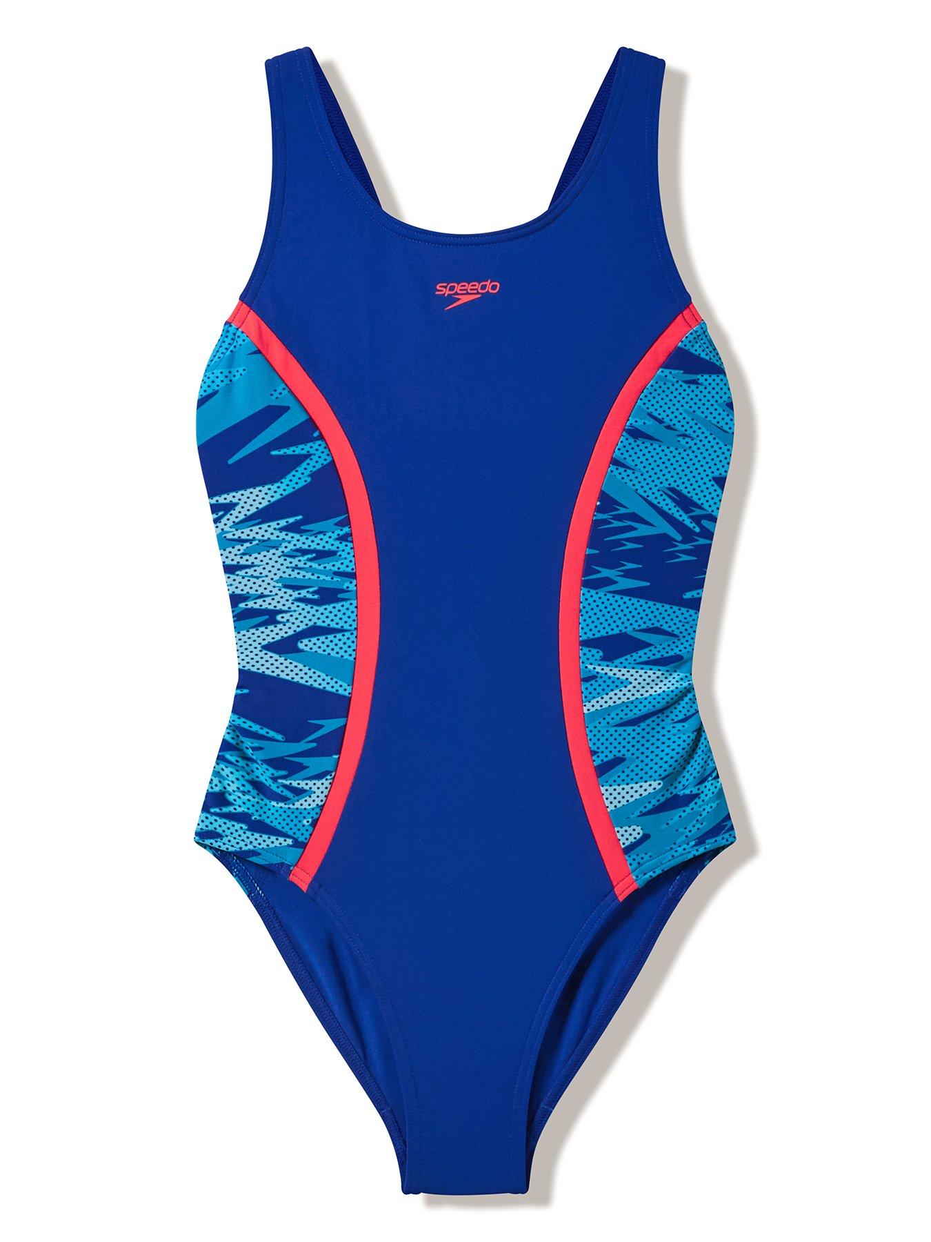 Speedo Junior Girls Hyperboom Splice Muscleback Swimsuit - Navy