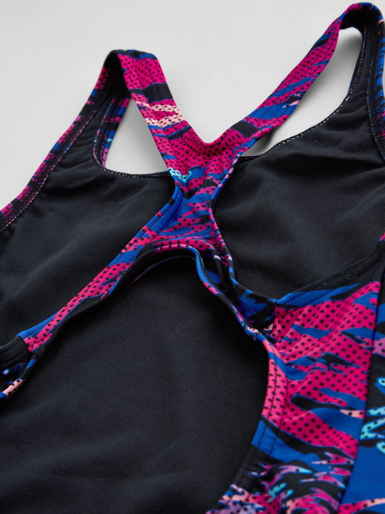 Image 4 of 4 of Speedo Junior Girls Hyperboom Print Medalist Swimsuit - Black