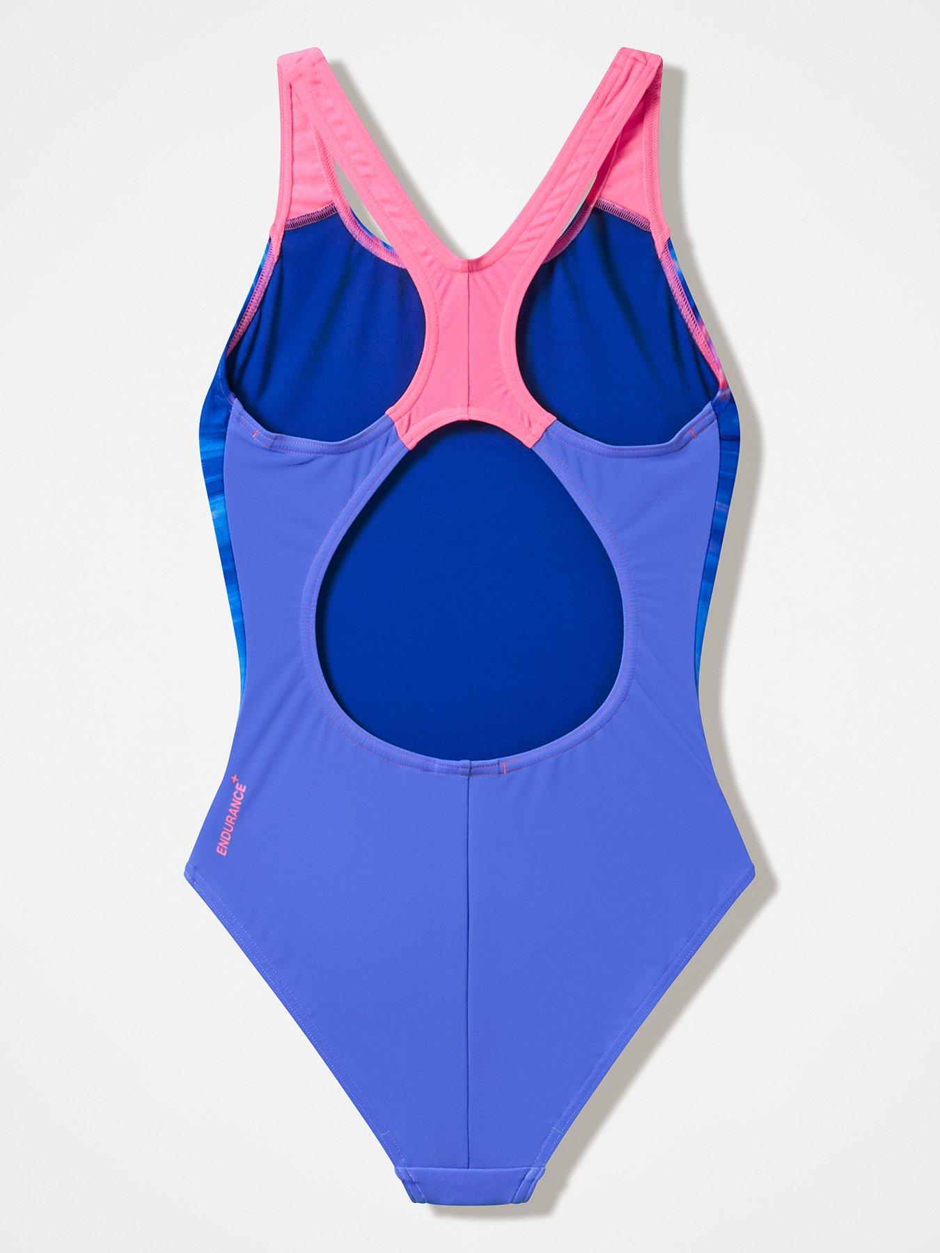 Image 2 of 2 of Speedo Junior Girls Print Splashback Swimsuit - Purple