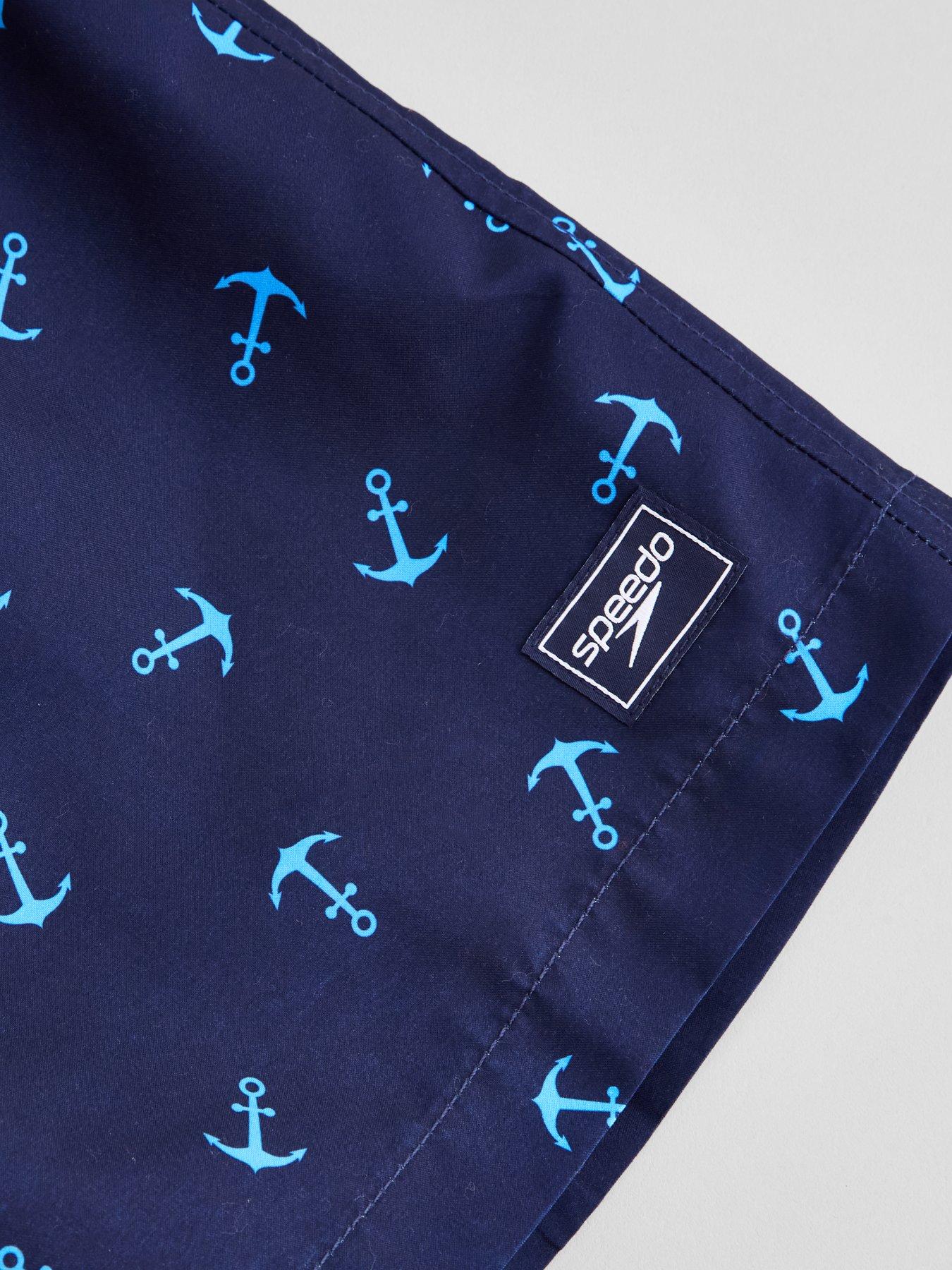 Image 3 of 4 of Speedo Speedo Boys Print Drawcord Swim Shorts - Navy