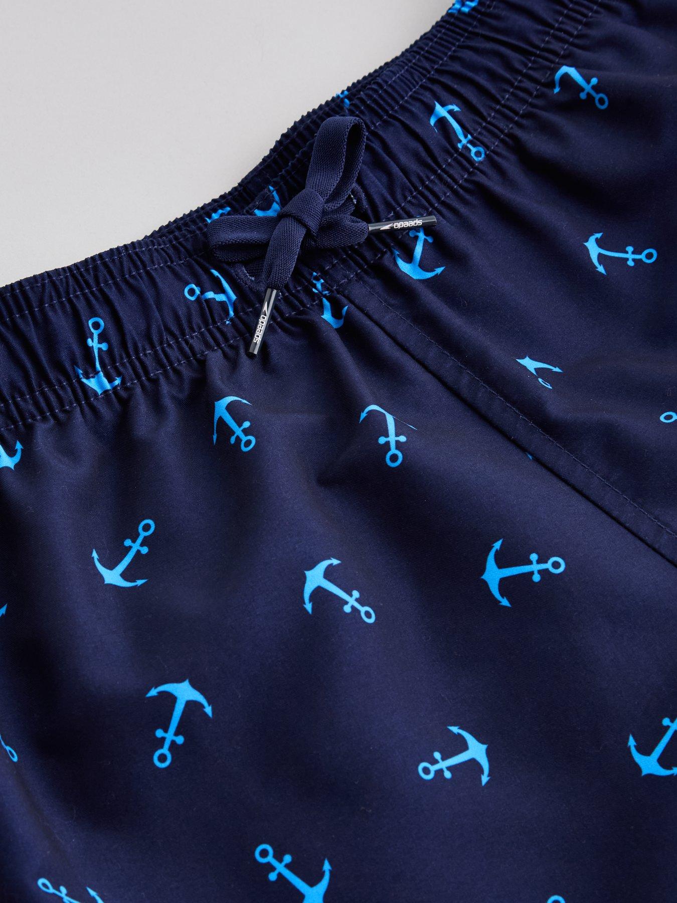 Image 4 of 4 of Speedo Speedo Boys Print Drawcord Swim Shorts - Navy