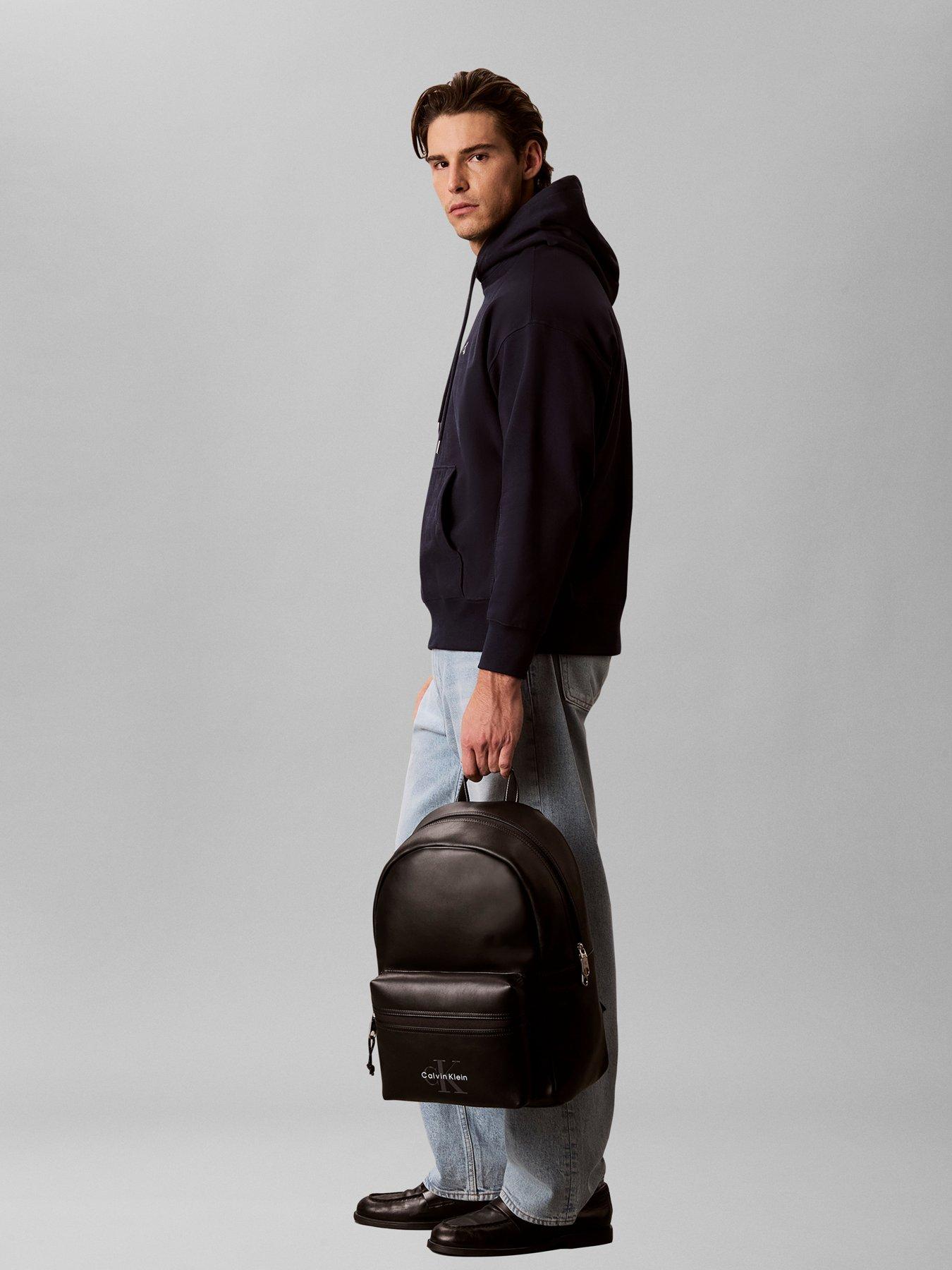 Image 2 of 4 of Calvin Klein Faux Leather Backpack with Bold Logo Detail - Black