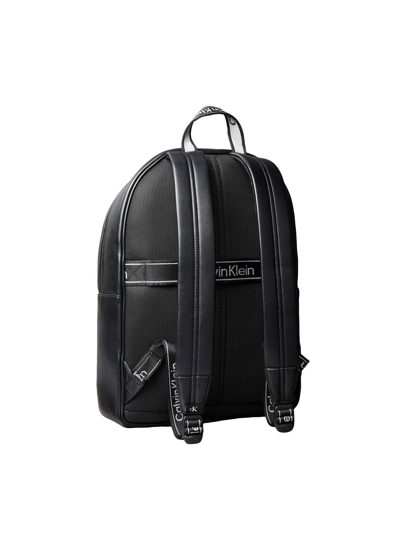 Image 3 of 4 of Calvin Klein Faux Leather Backpack with Bold Logo Detail - Black