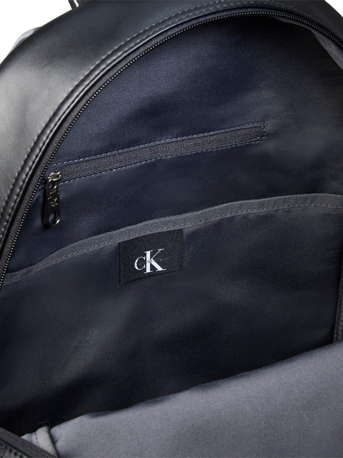 Image 4 of 4 of Calvin Klein Faux Leather Backpack with Bold Logo Detail - Black