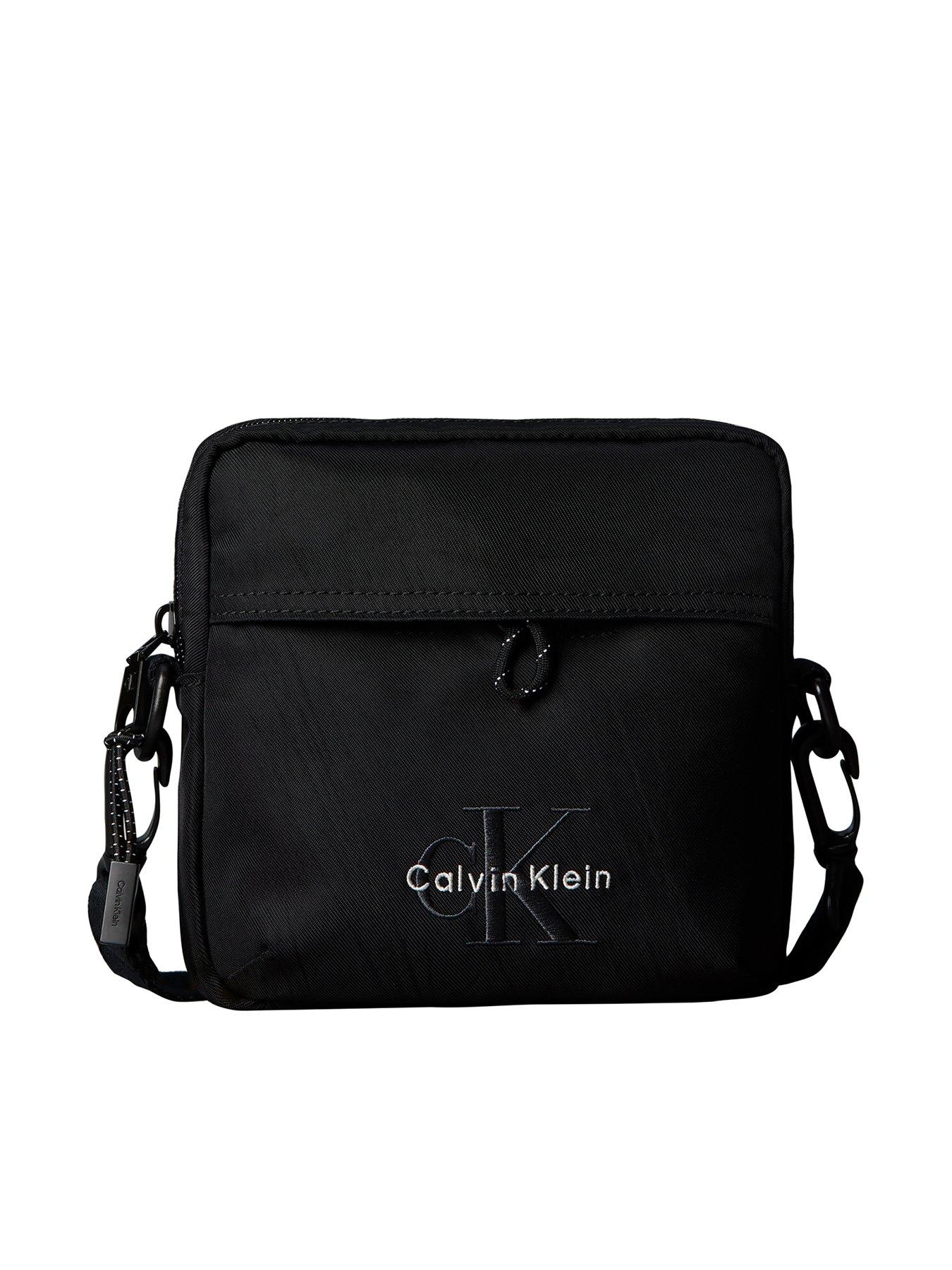 Calvin Klein Men's Nylon Crossbody Bag with Front Zip Pocket and Adjustable Strap - Black