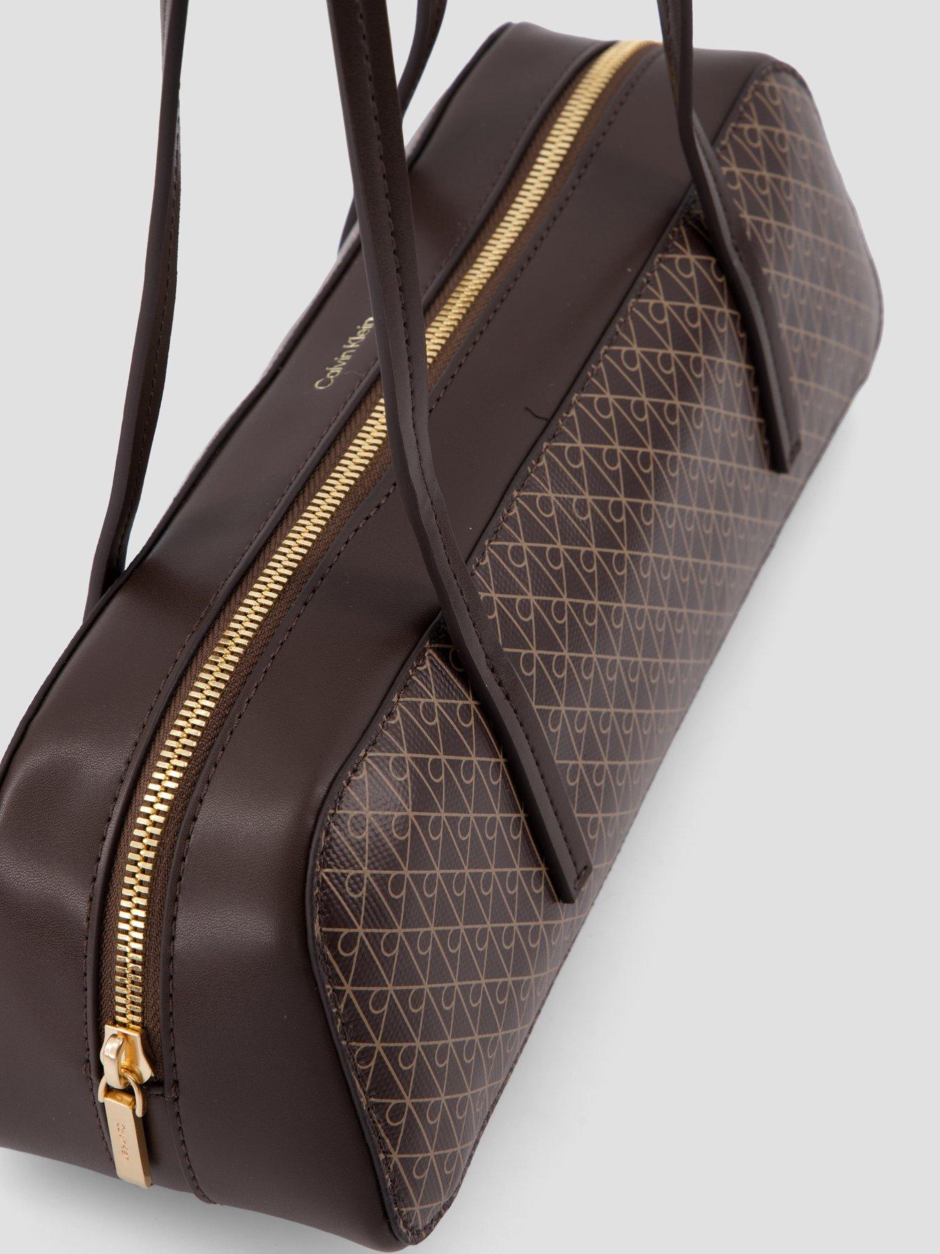Image 3 of 4 of Calvin Klein Coated Emblem Print Barrel Bag - Brown