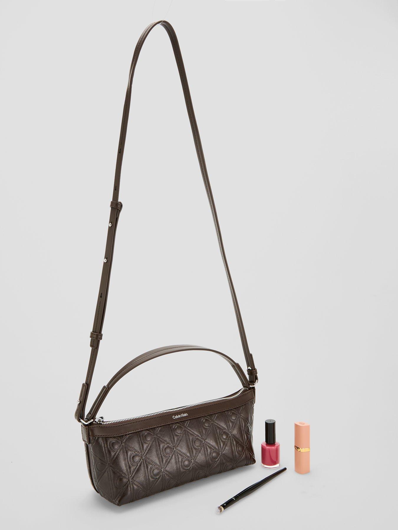Image 2 of 5 of Calvin Klein Debossed Allover Emblem Logo Shoulder Bag - Brown