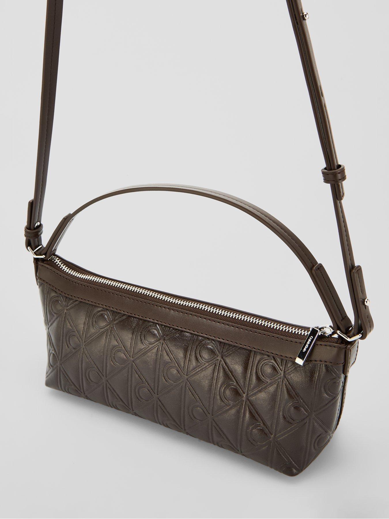 Image 3 of 5 of Calvin Klein Debossed Allover Emblem Logo Shoulder Bag - Brown