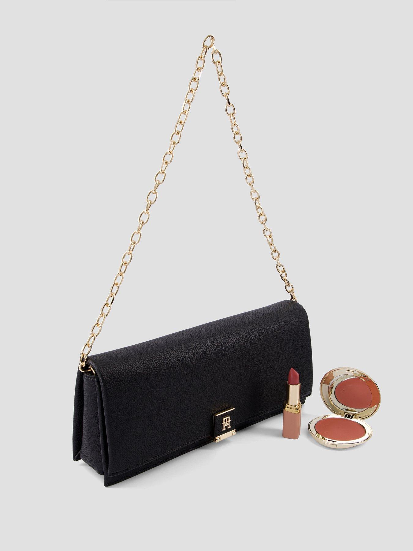 Image 2 of 4 of Tommy Hilfiger Heritage Monogram Chain Clutch - Black