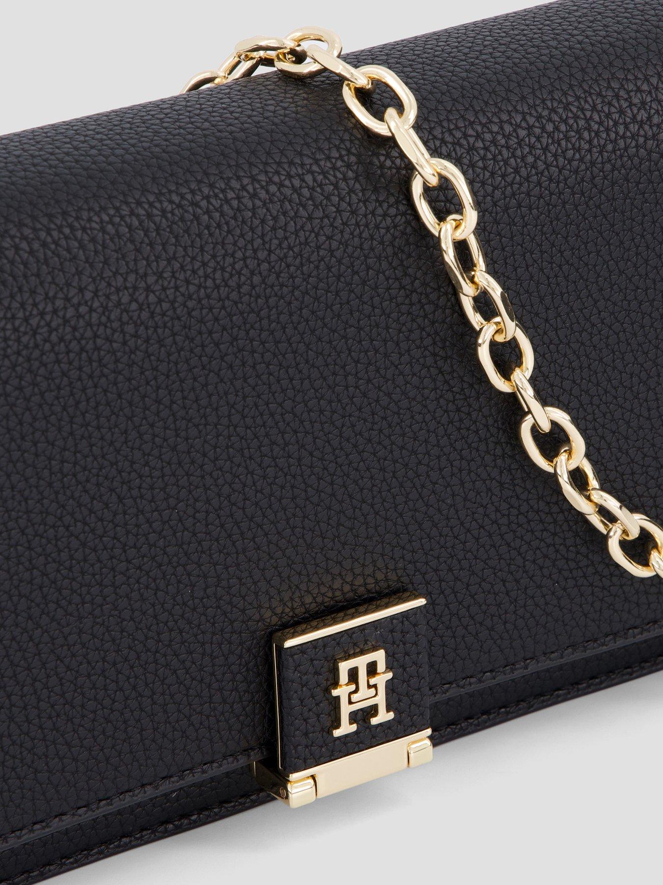 Image 3 of 4 of Tommy Hilfiger Heritage Monogram Chain Clutch - Black