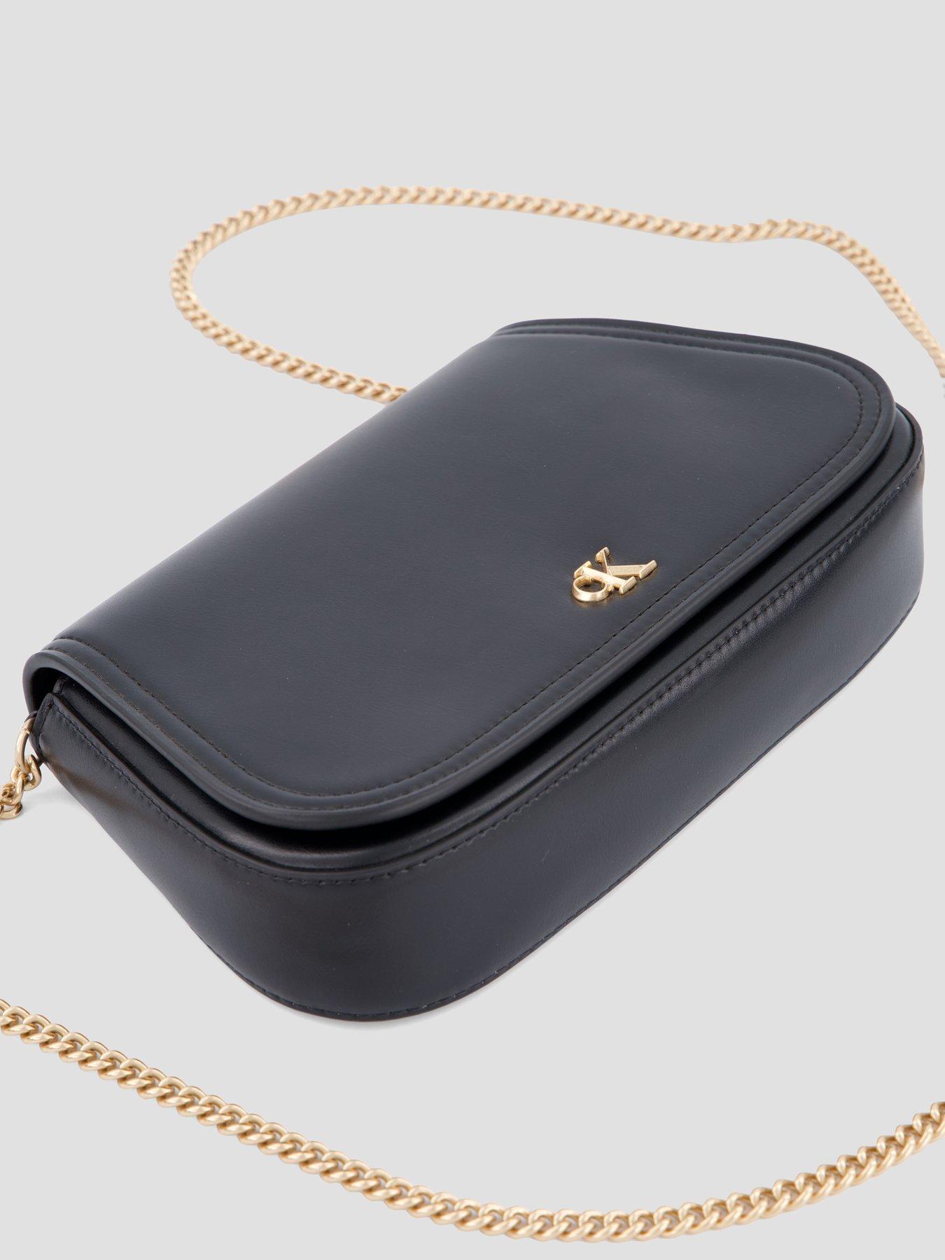 Image 5 of 6 of Calvin Klein Monogram Hardware Chain Shoulder Bag - Black