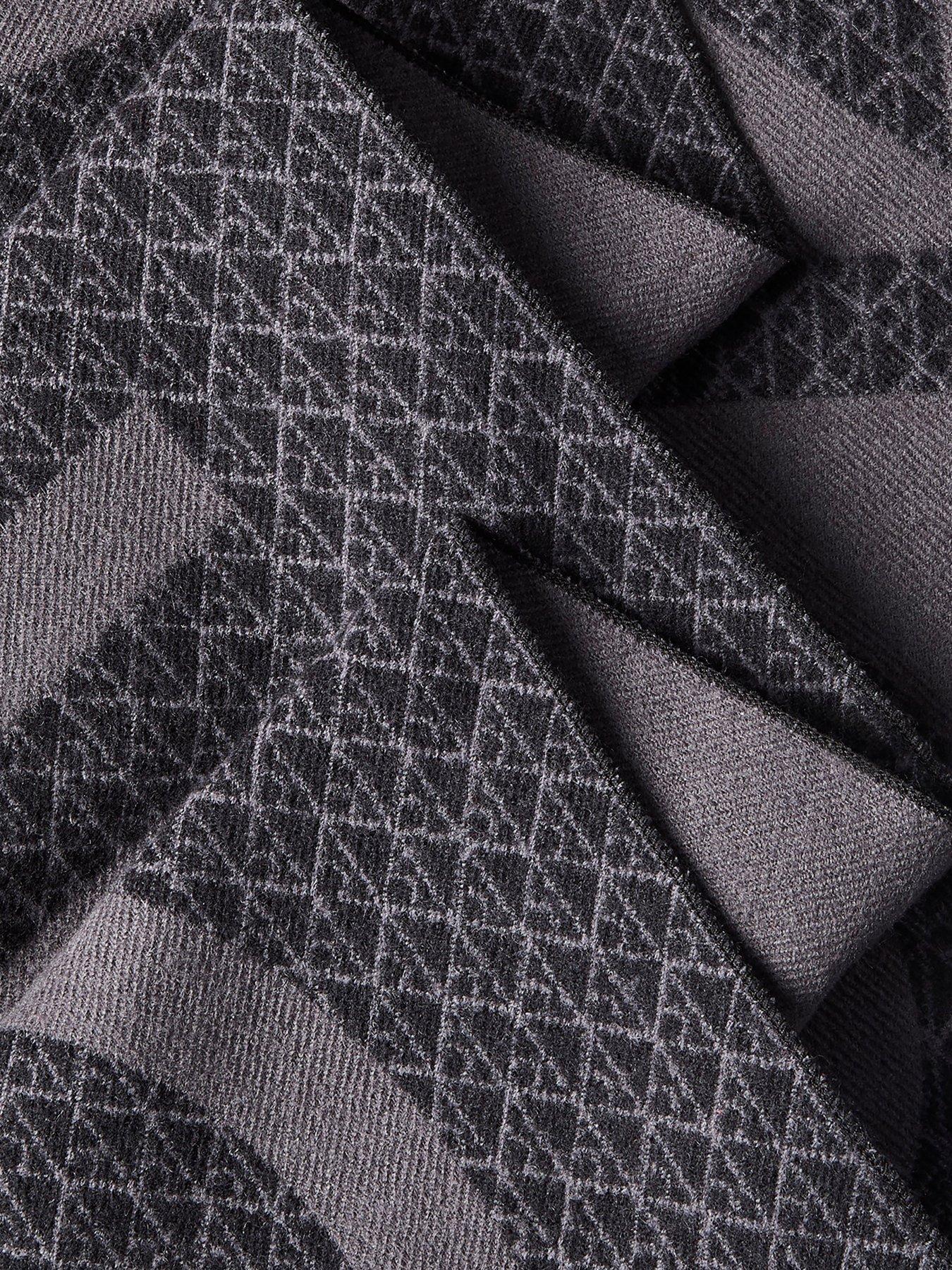 Image 3 of 3 of Calvin Klein Logo Print Wool Blend Scarf - Black
