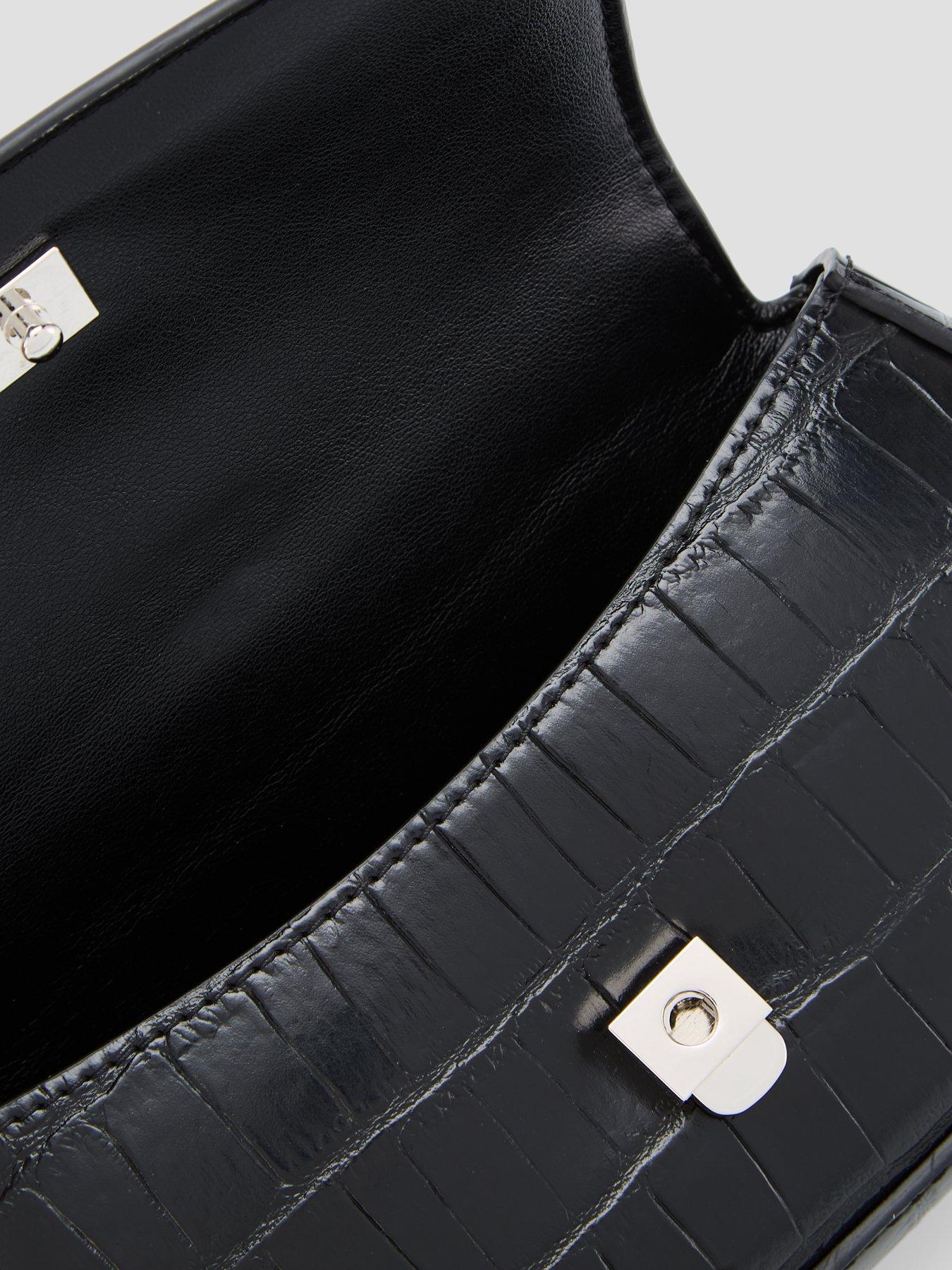 Image 3 of 3 of Calvin Klein Croco-effect Monogram Plaque Shoulder Bag - Black
