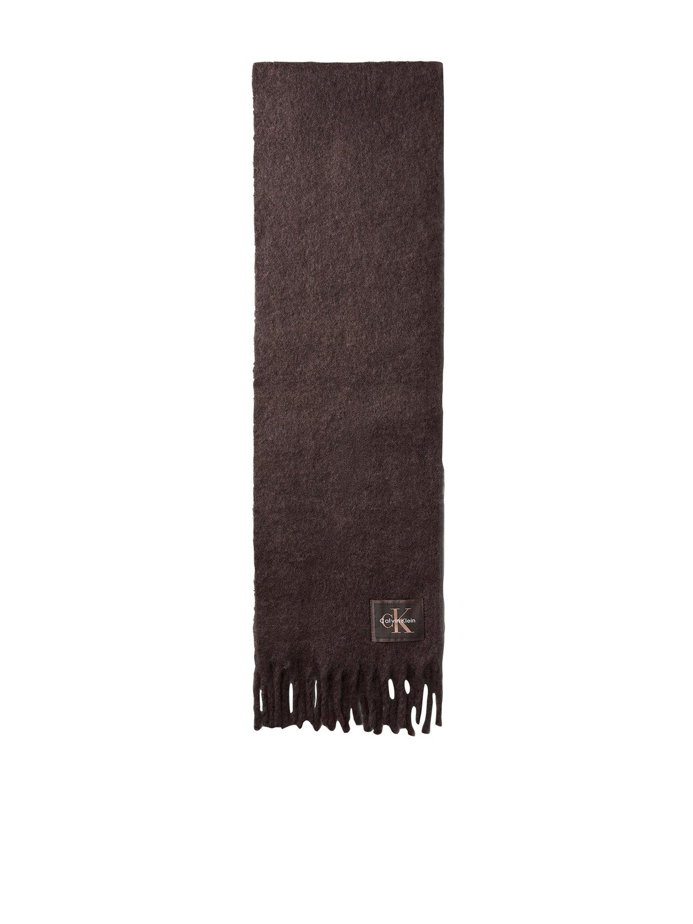 Image 1 of 3 of Calvin Klein Brushed Solid Hardware Scarf - Brown