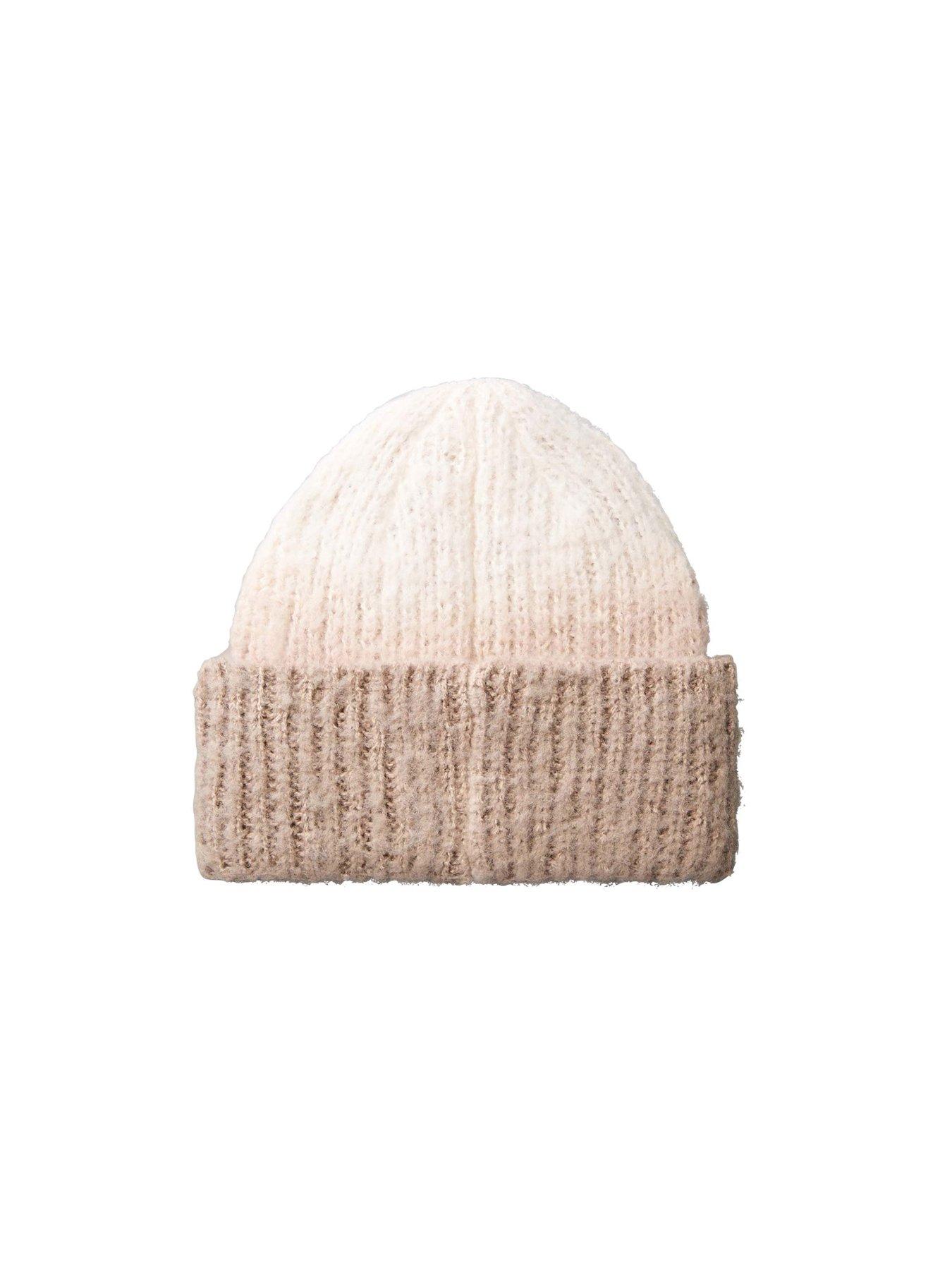Image 2 of 3 of Calvin Klein Brushed Ombre Chunky Rib Beanie - White