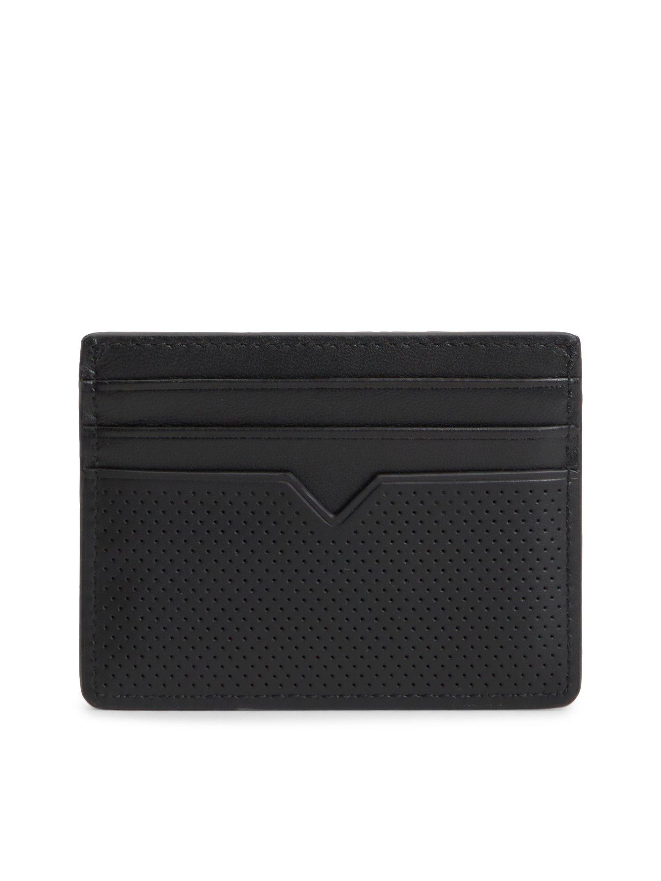 Image 3 of 4 of Tommy Hilfiger Perforated Leather Enamel Flag Card Holder - Black