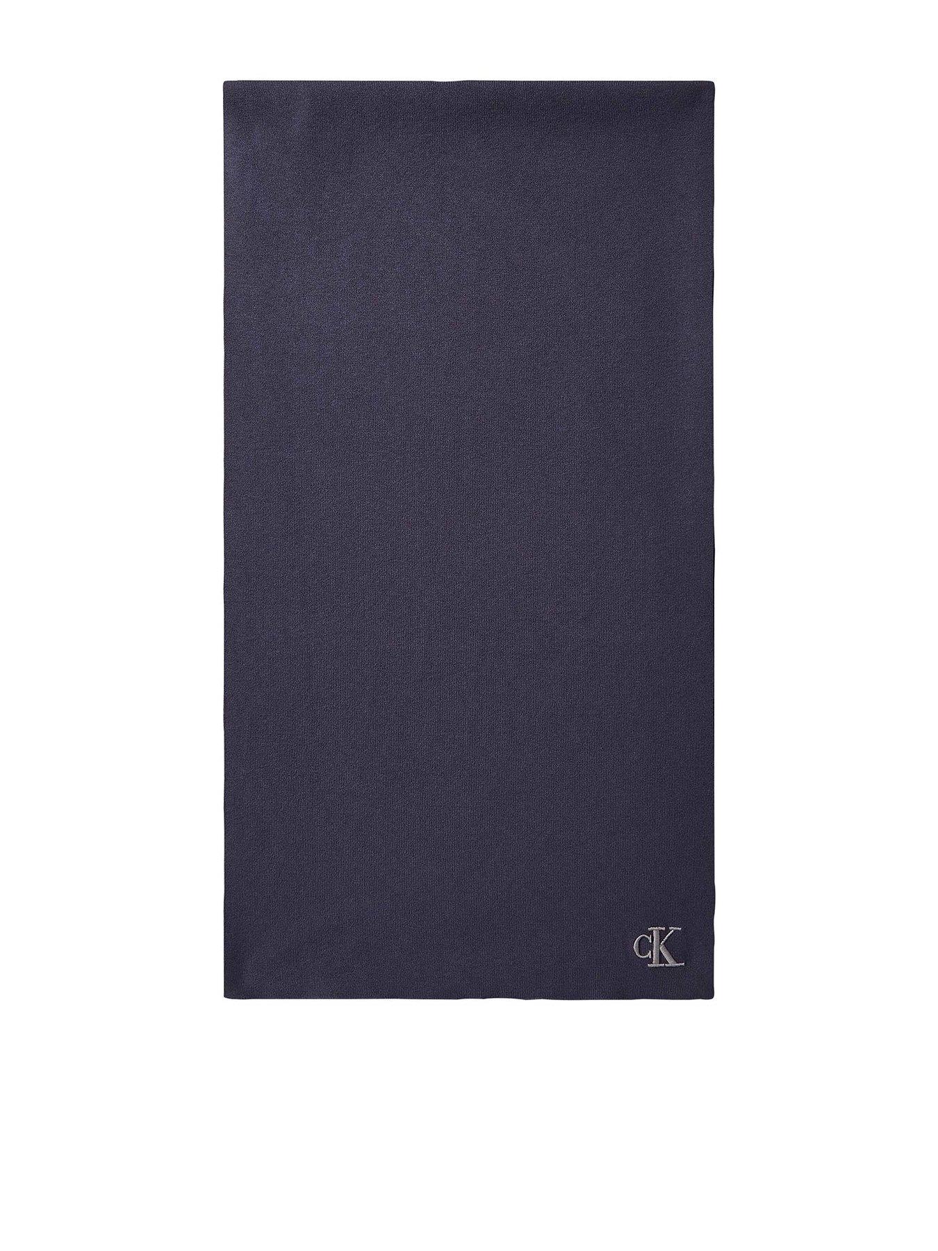 Image 1 of 3 of Calvin Klein Logo Ribbed Scarf - Blue