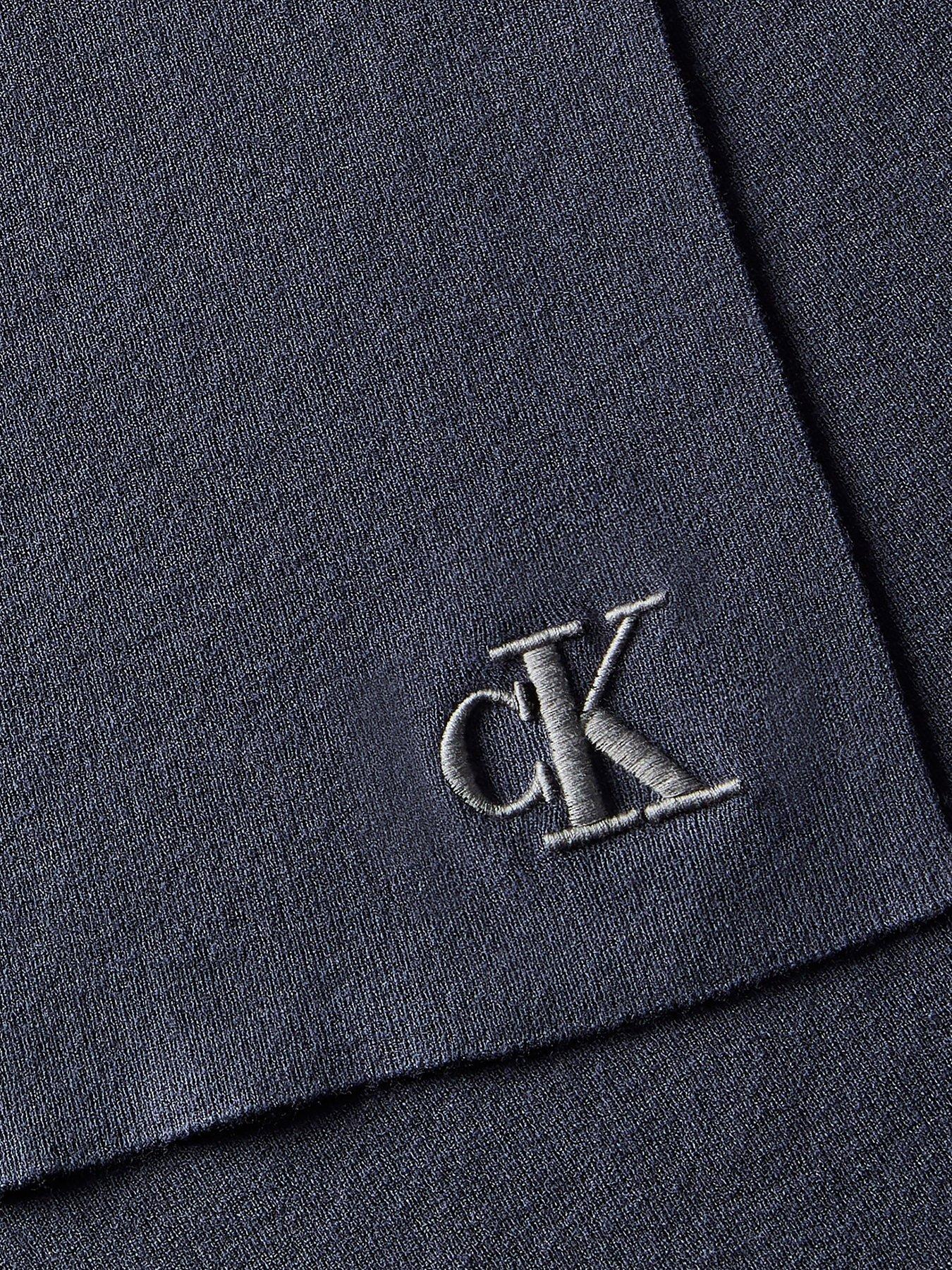 Image 2 of 3 of Calvin Klein Logo Ribbed Scarf - Blue