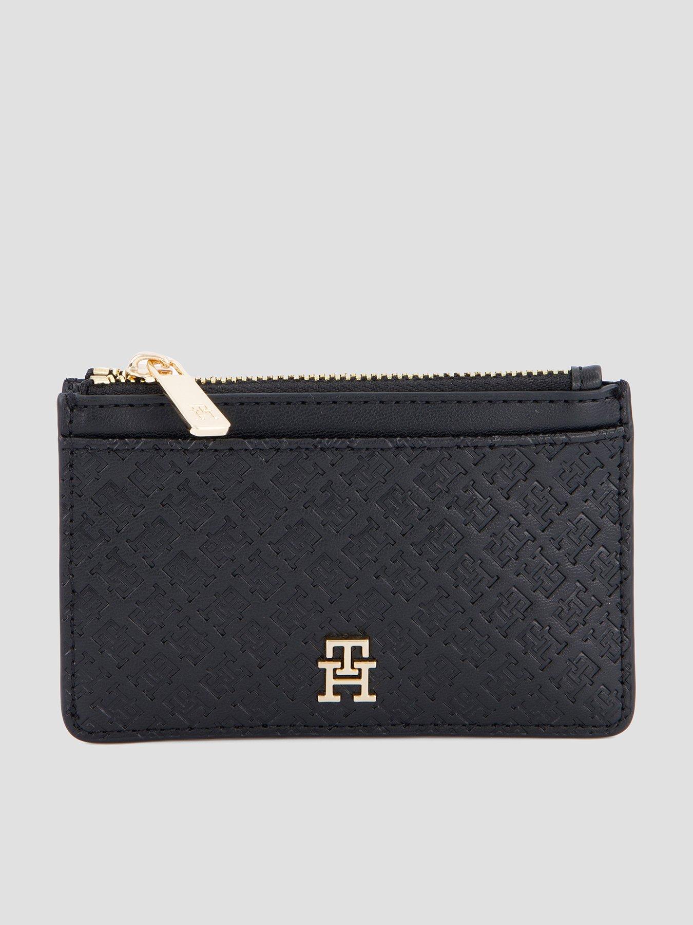 Image 1 of 5 of Tommy Hilfiger Monogram Embossed Card Holder - Black