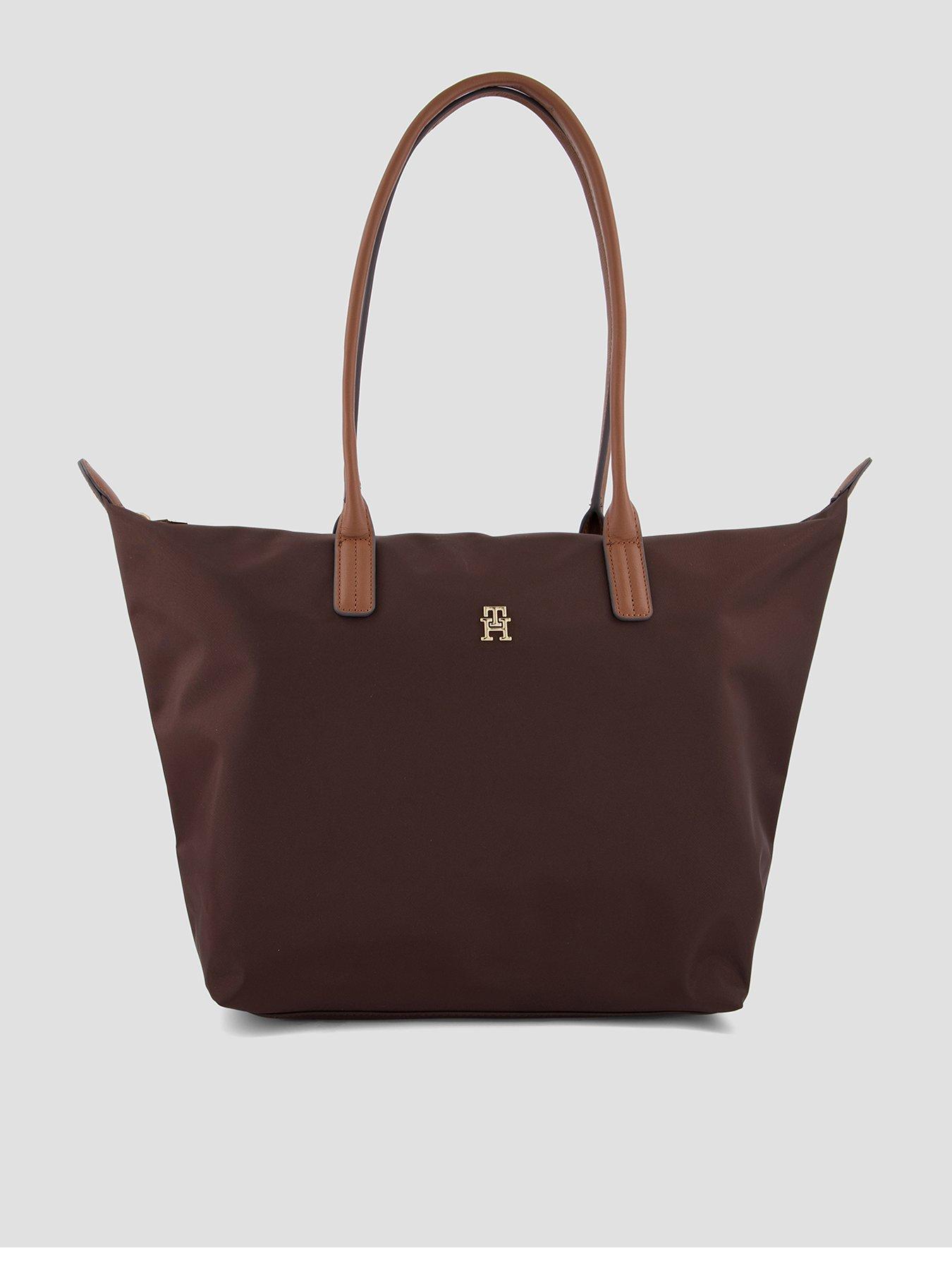 Tommy Hilfiger Women's Popette Tote Bag with Signature Monogram Detail - Brown