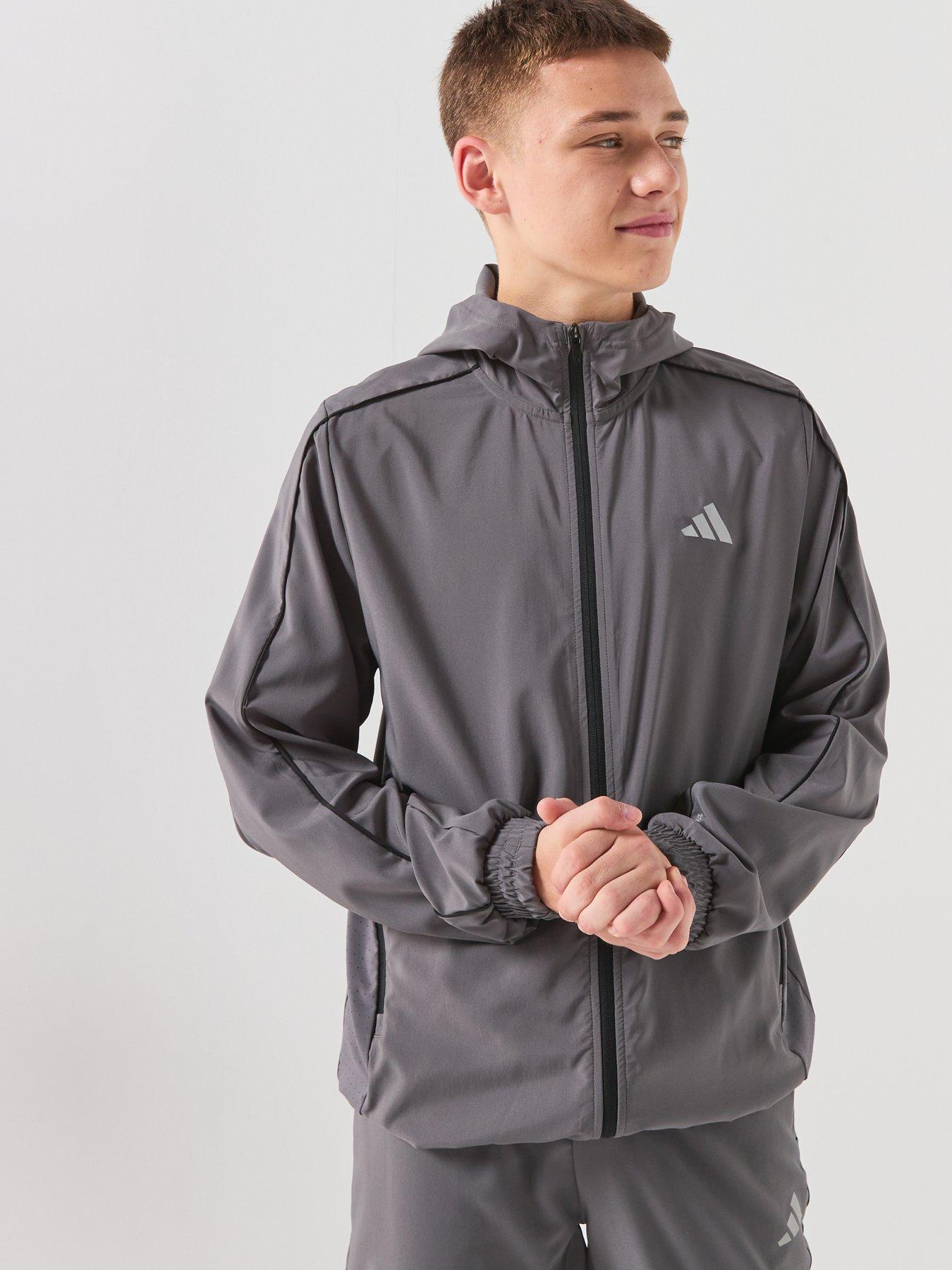 Image 4 of 6 of adidas Junior Boys Tech Apparel Zip Jacket - Grey