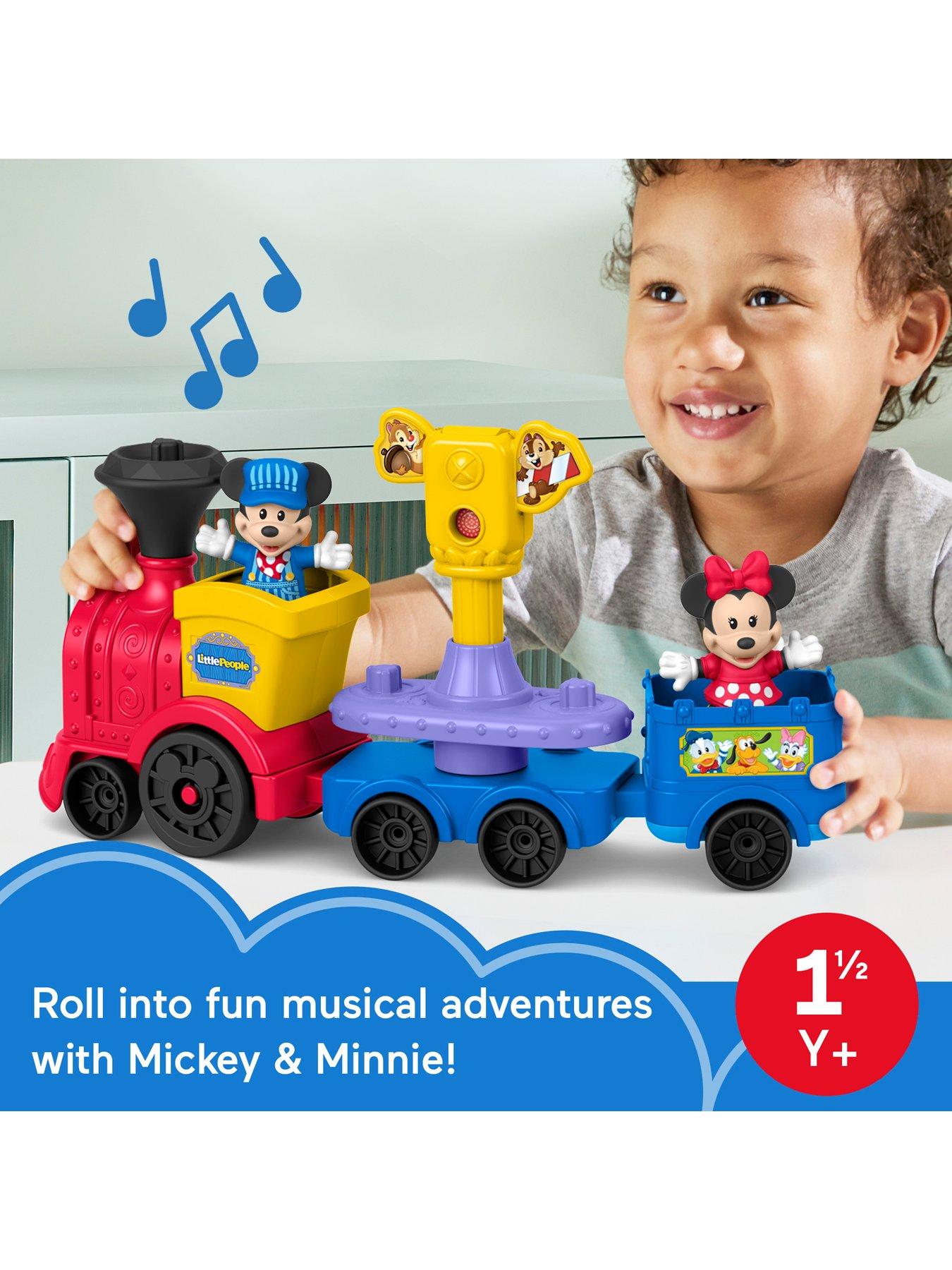 Image 2 of 7 of Fisher-Price Little People Mickey &amp; Minnie Musical Train Push-Along Toy with Sounds &amp; Figures