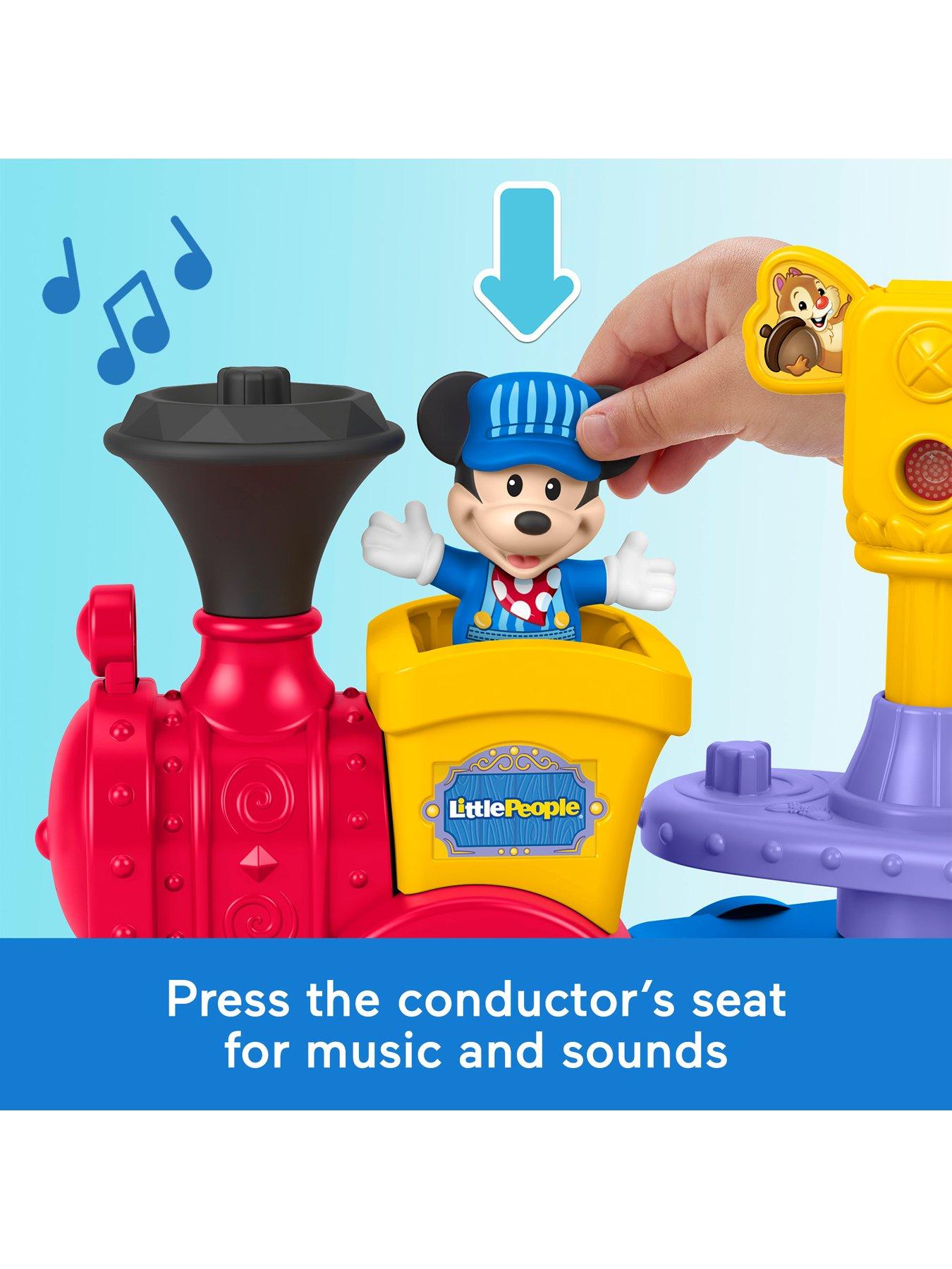 Image 3 of 7 of Fisher-Price Little People Mickey &amp; Minnie Musical Train Push-Along Toy with Sounds &amp; Figures