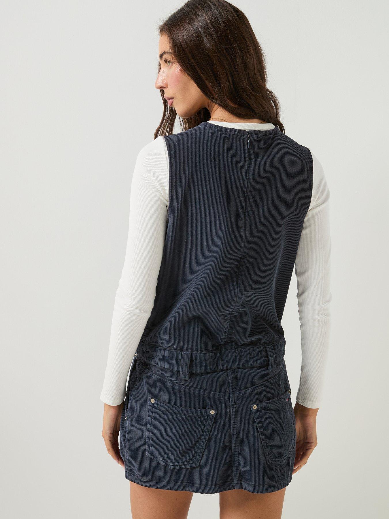 Image 2 of 5 of Tommy Jeans Women's Ivy Mini Cord Pleated Mini Dress - Blue