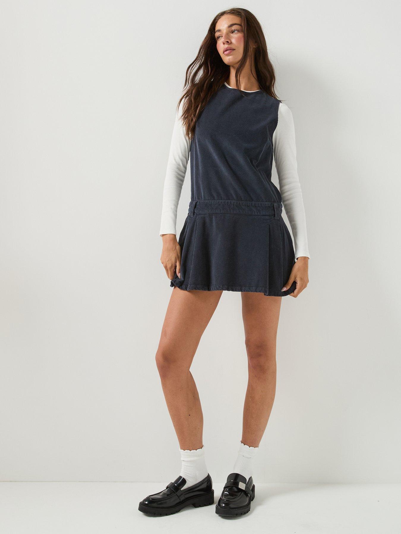 Image 3 of 5 of Tommy Jeans Women's Ivy Mini Cord Pleated Mini Dress - Blue