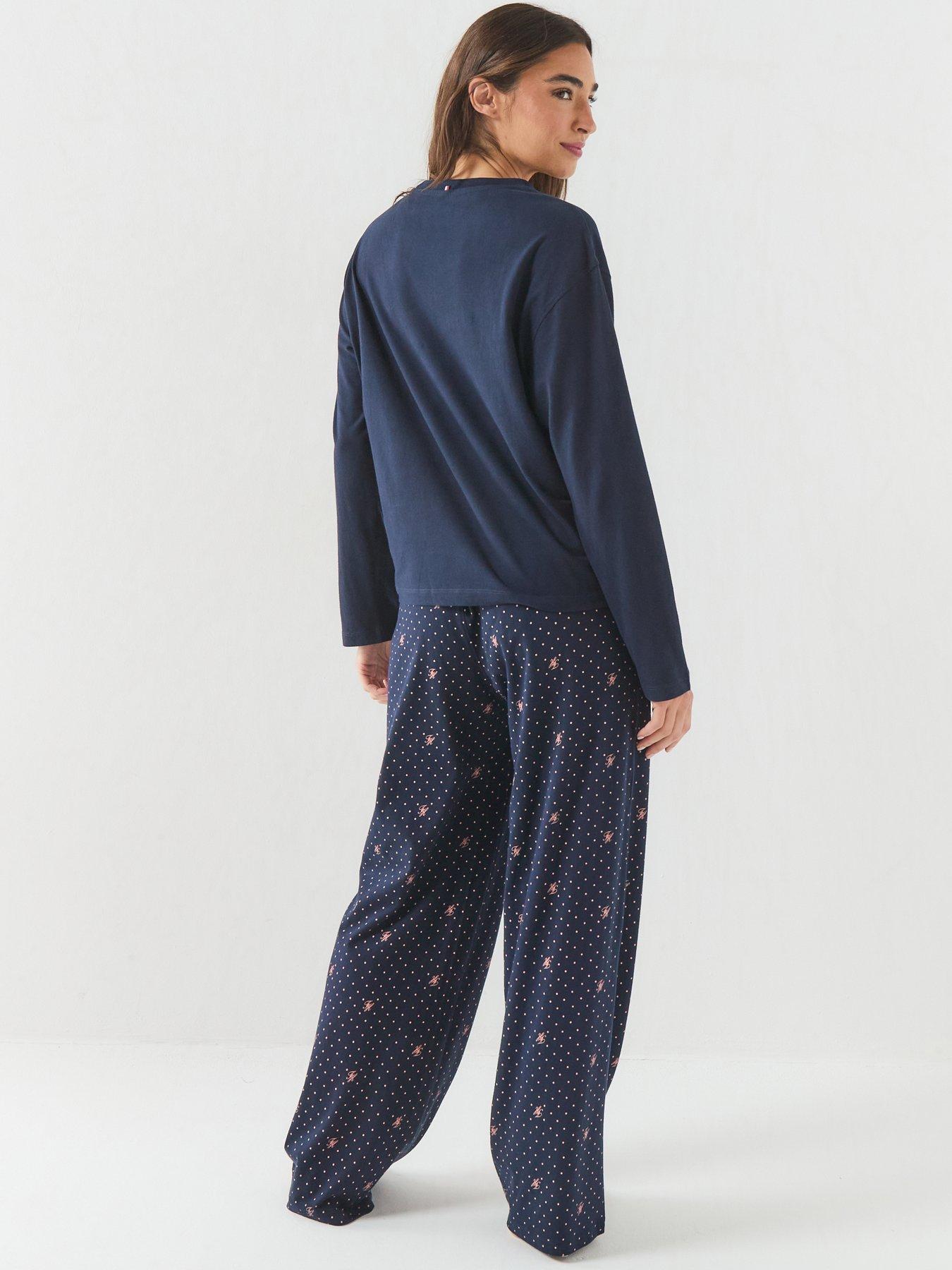Image 2 of 6 of Tommy Hilfiger Long Sleeve Jersey Pyjama Set - Blue