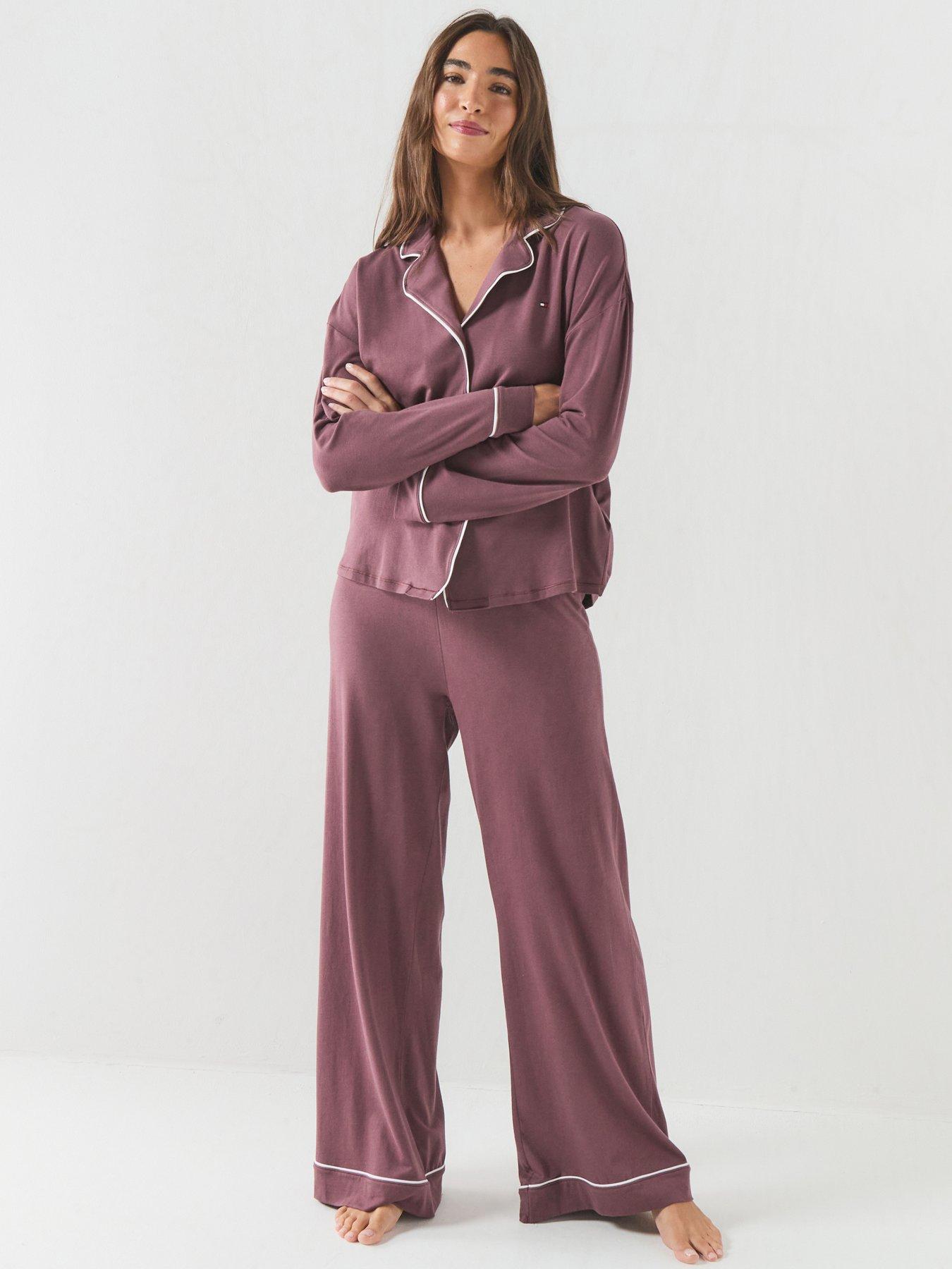 Tommy Hilfiger Long Sleeve Shirt Pants Pyjama Set - Brown
