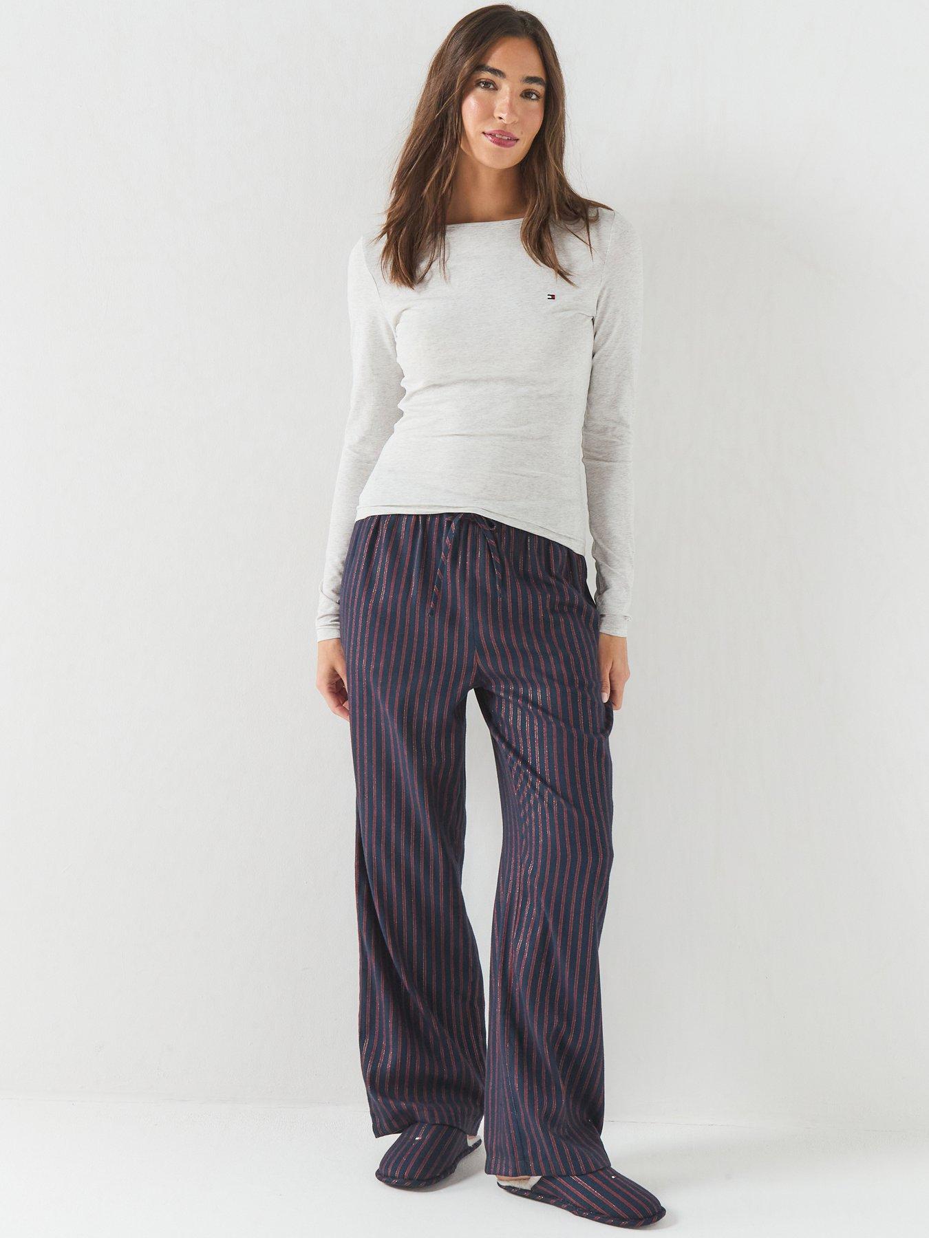 Image 1 of 7 of Tommy Hilfiger Essential Flannel Pyjamas And Slippers Gift Box - Grey