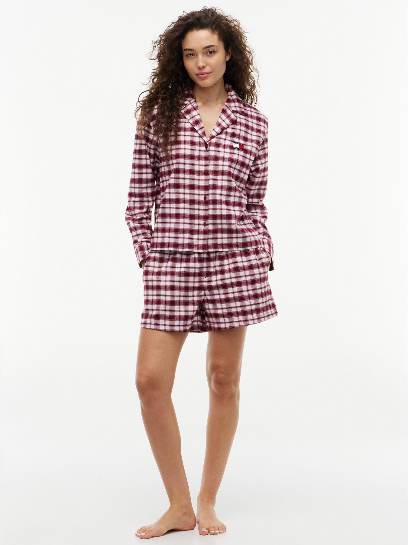 Image 3 of 6 of Tommy Hilfiger Womens Heritage Flannel Shorts Eye Mask Pyjama Set - Pink