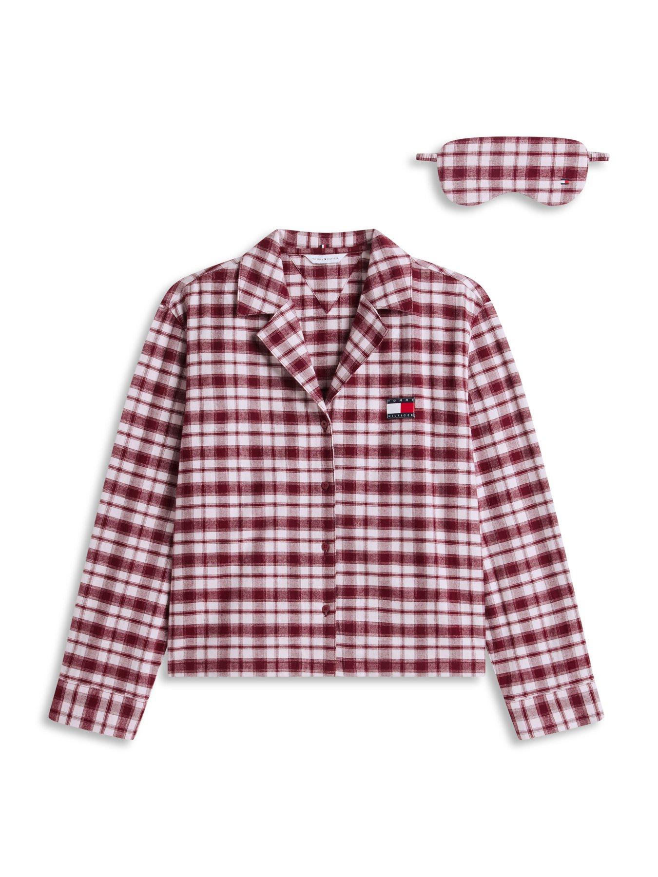 Image 4 of 6 of Tommy Hilfiger Womens Heritage Flannel Shorts Eye Mask Pyjama Set - Pink