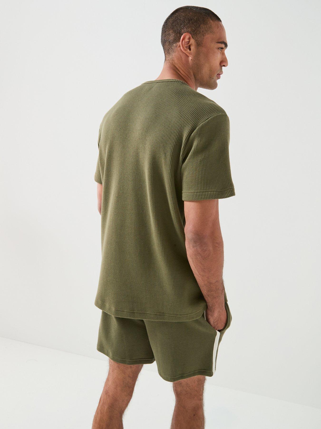 Image 2 of 6 of Calvin Klein Waffle Short Sleeve Crew Neck T-Shirt - Green