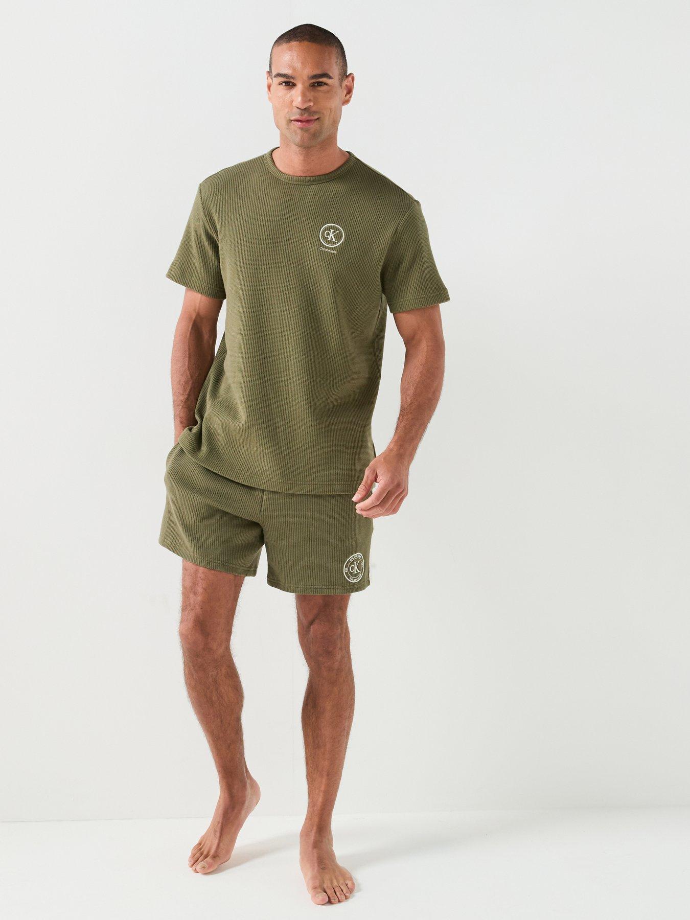 Image 3 of 6 of Calvin Klein Waffle Short Sleeve Crew Neck T-Shirt - Green