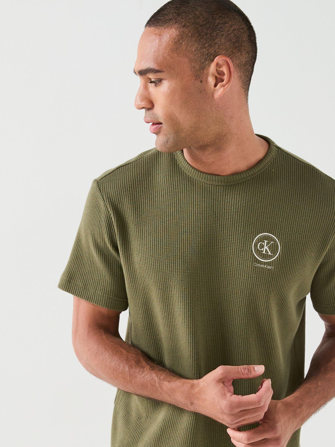 Image 4 of 6 of Calvin Klein Waffle Short Sleeve Crew Neck T-Shirt - Green