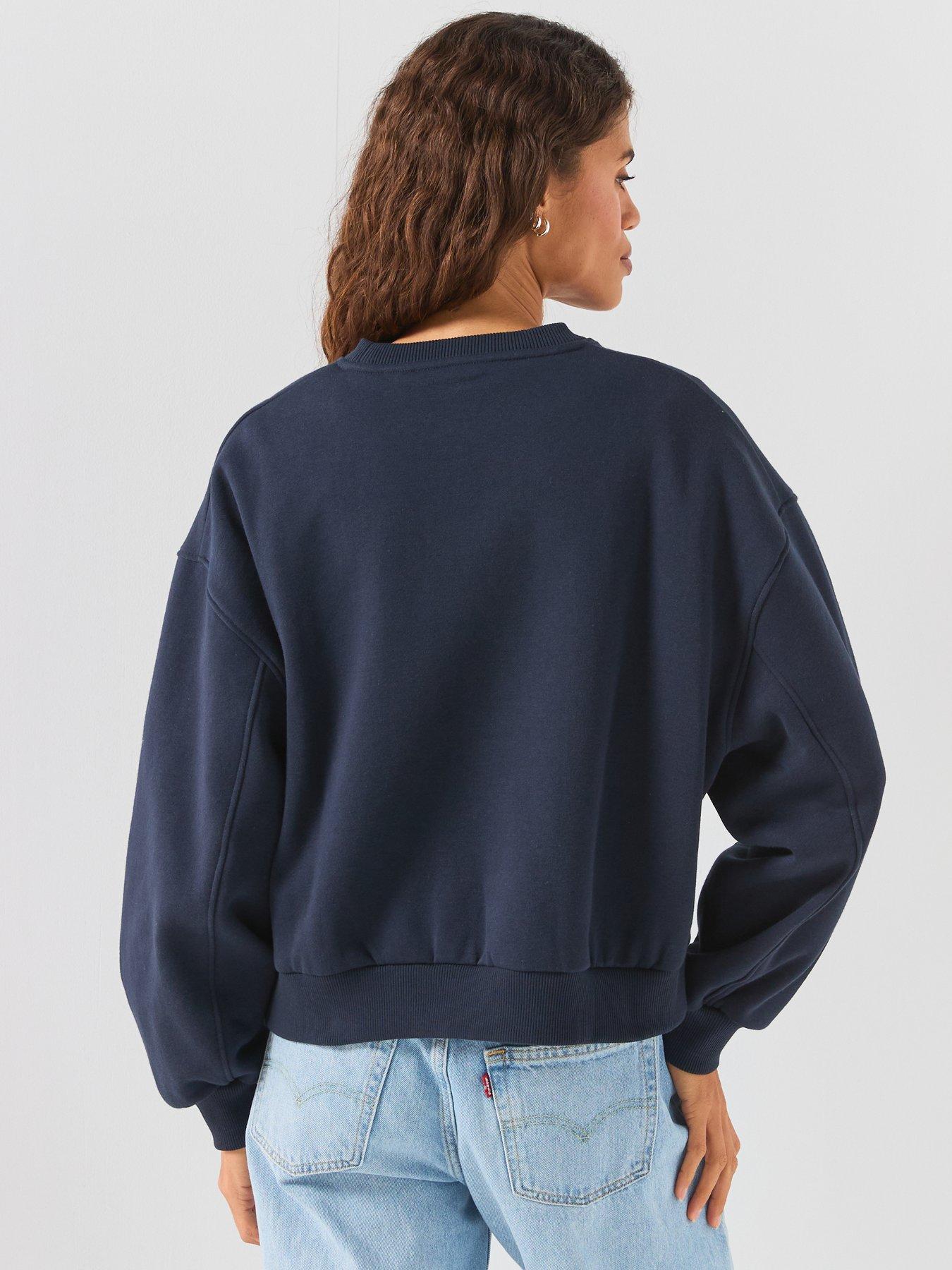 Image 2 of 6 of Tommy Hilfiger Logo Embroidery Relaxed Fleece Jumper - Blue