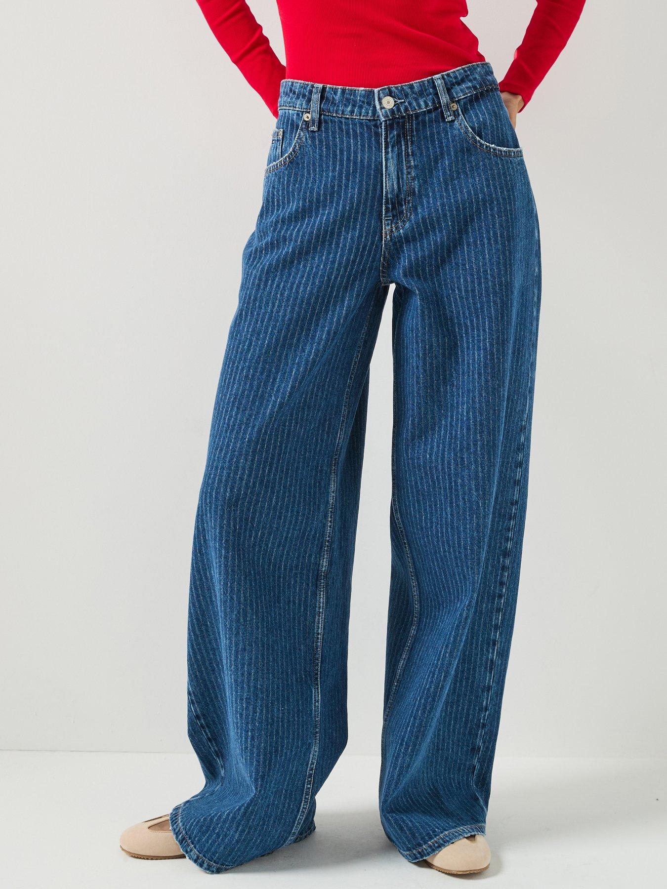 Tommy Jeans Women's Low Rise Loose Striped Jeans - Blue